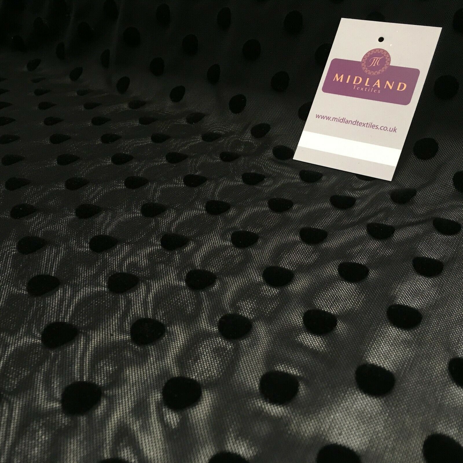 Flock 10mm Polka Dot Power Mesh Stretch Dress Fabric 139cm Wide M1148 Mtex
