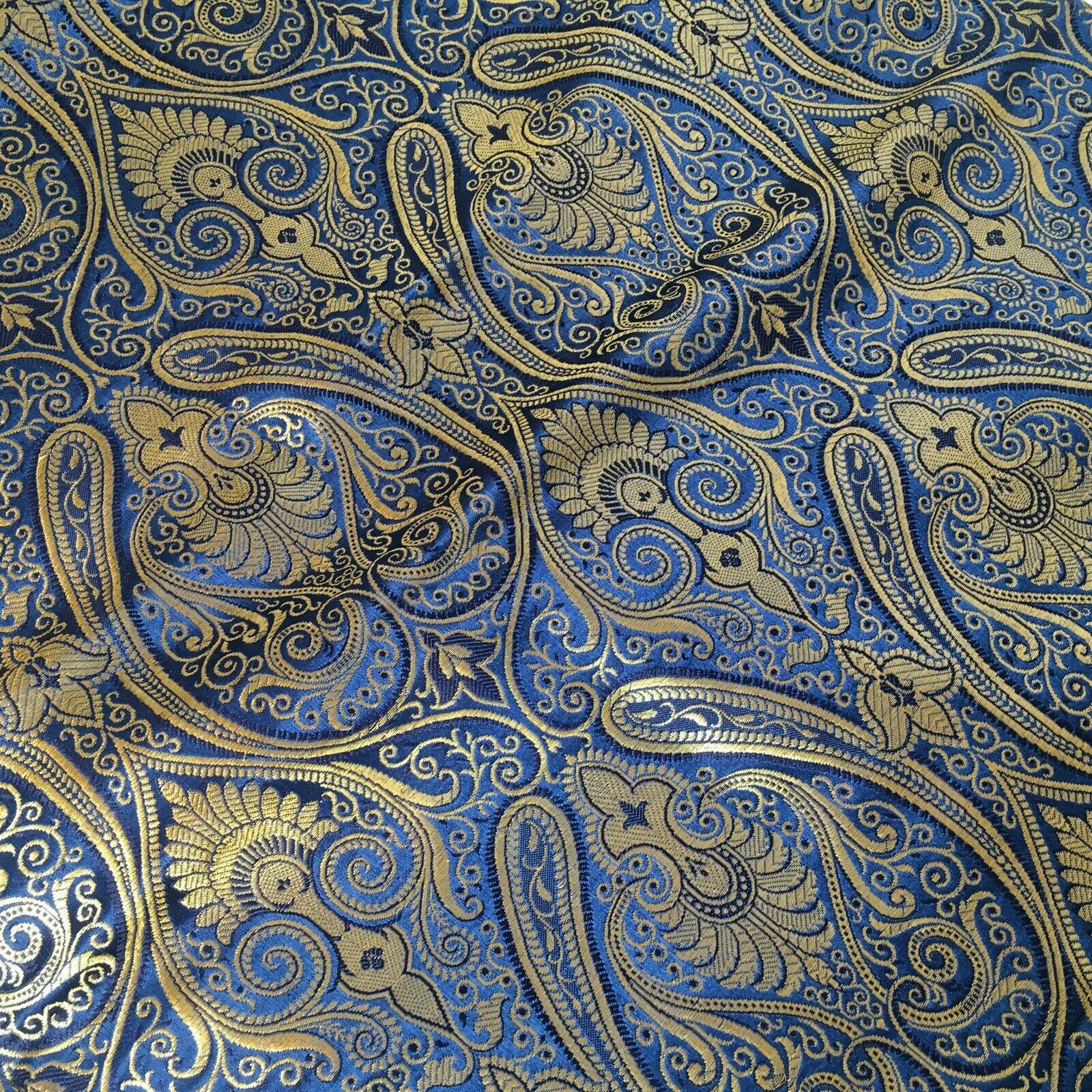 Navy Blue Indian Ornamental banarsi raw silk Cushion Cover Table Runner M1386