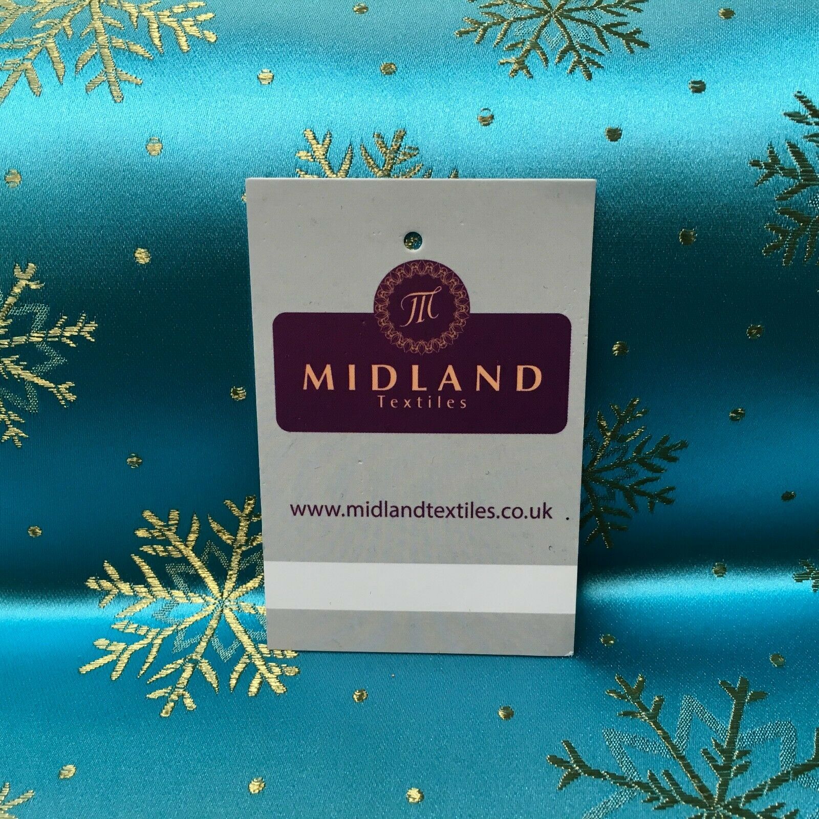 Chinese Turquoise & Gold Snowflake Satin Brocade Dress Fabric 110cm Wide M395-26