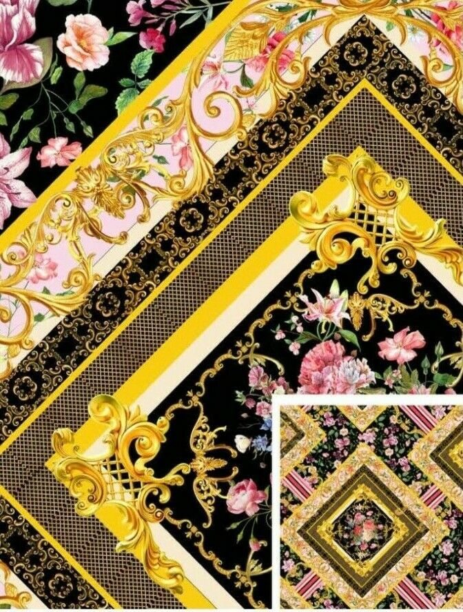 Black Floral ornamental ity soft touch jersey dress Fabric M1525