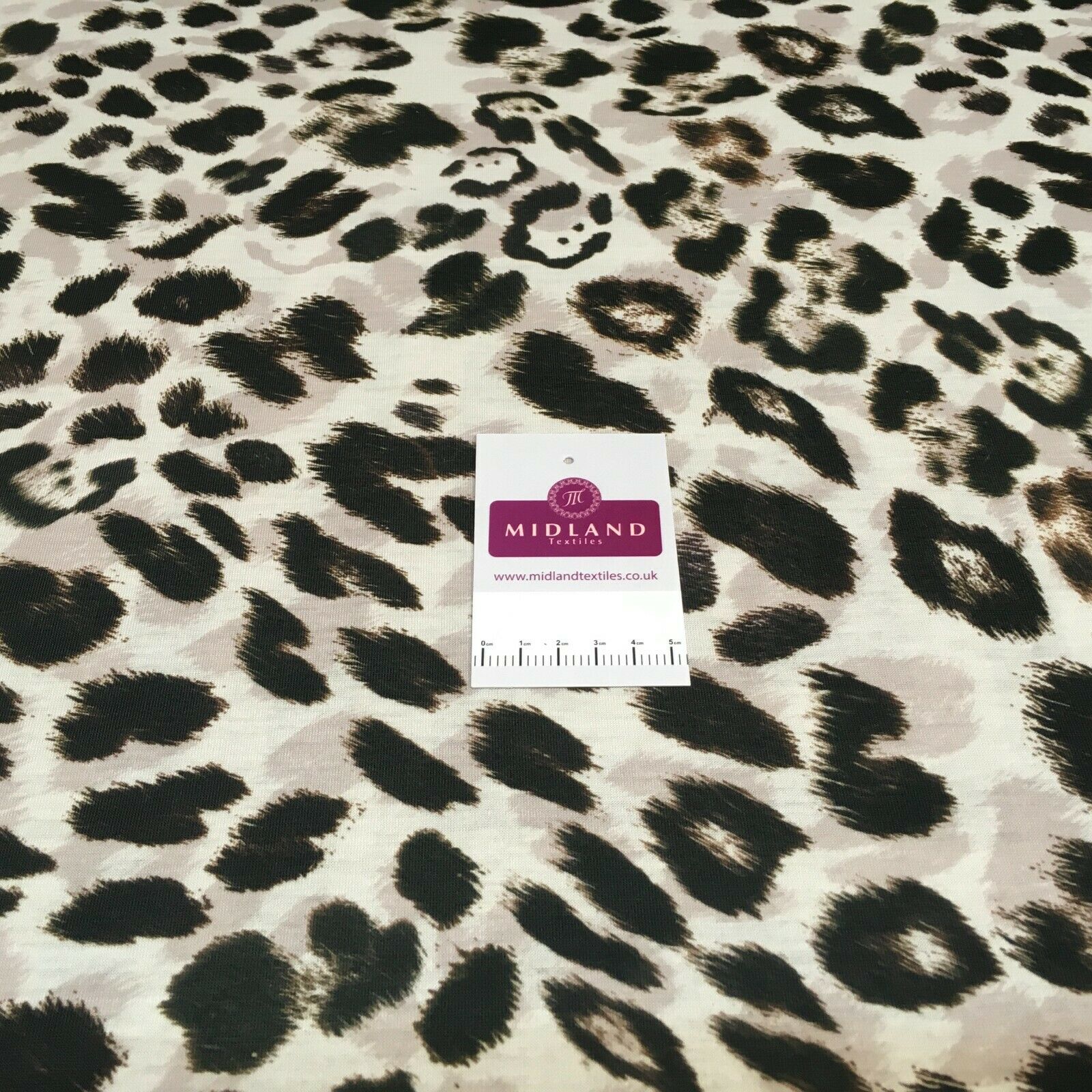 Natural Brown Animal Leopard Print 2 Way stretch Jersey dress Fabric M1522
