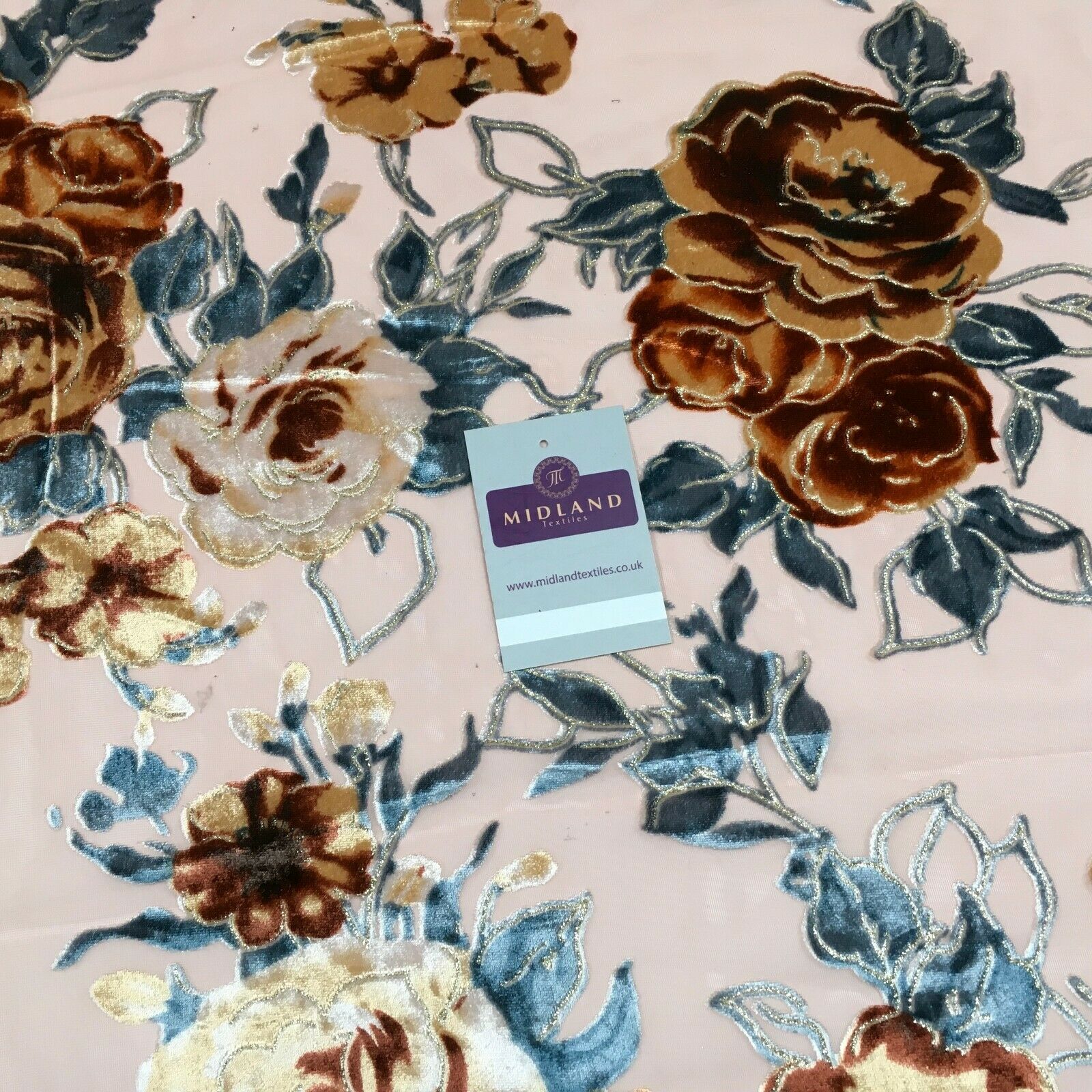 Floral Burnout Glitter Lacquer Velvet Devore Dress Fabric 139 cm Wide MP1339
