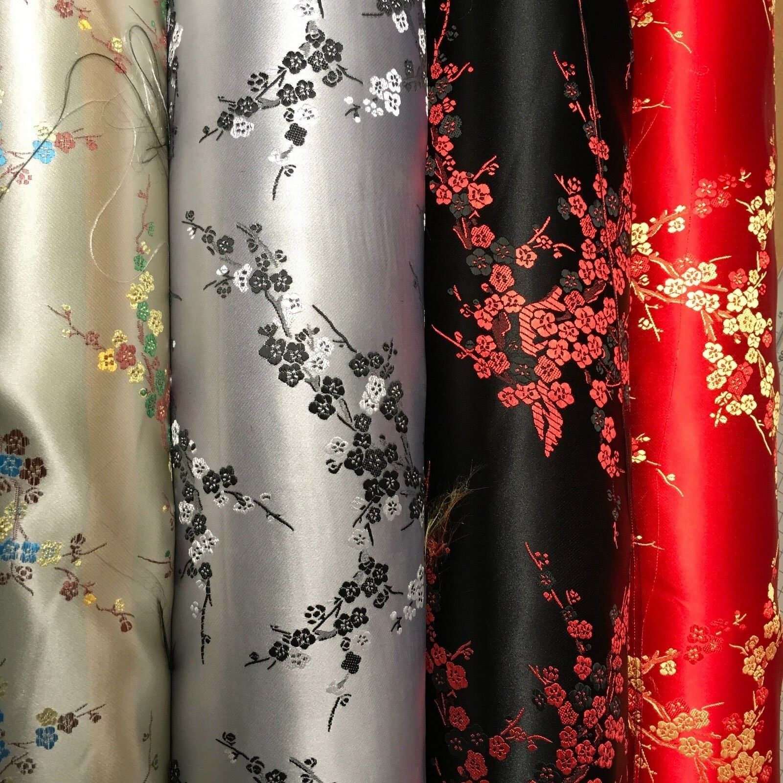 Tessuto per abiti in broccato di raso con fiori cinesi - m240 mtex -  tessuti Midland