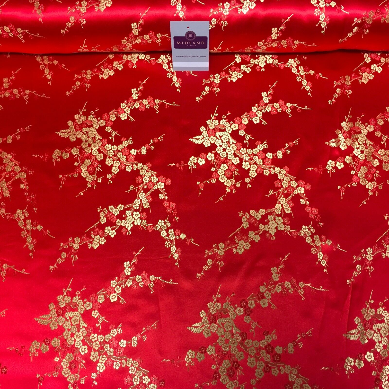 Chinese Blossom Satin Brocade Dress Fabric -  M240 Mtex