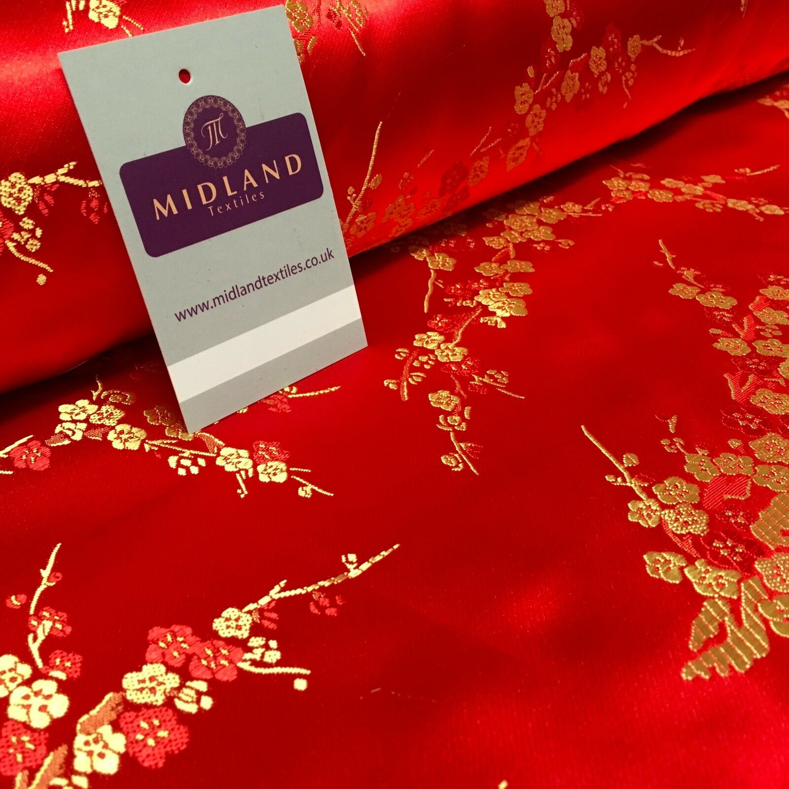 Chinese Blossom Satin Brocade Dress Fabric -  M240 Mtex