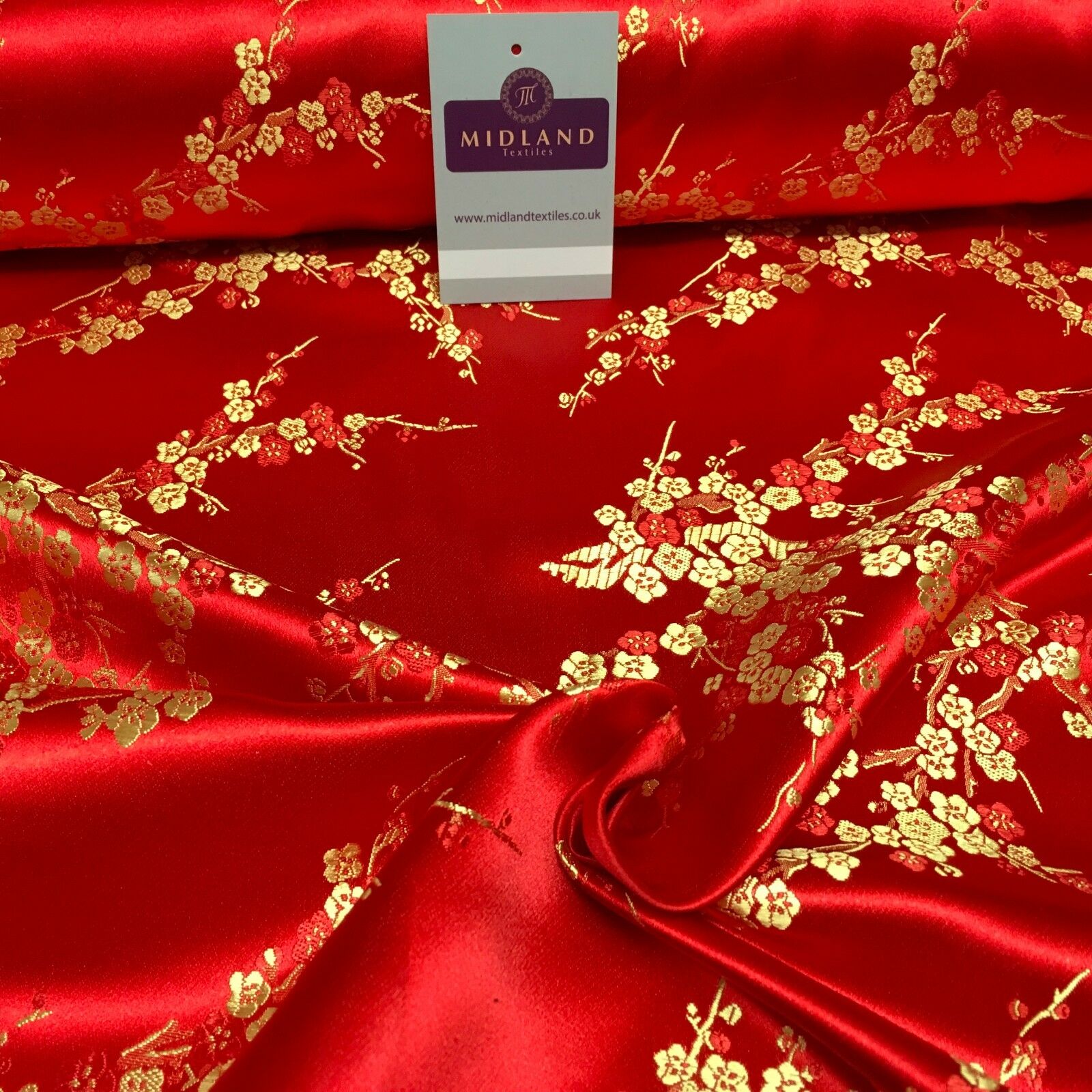 Chinese Blossom Satin Brocade Dress Fabric -  M240 Mtex