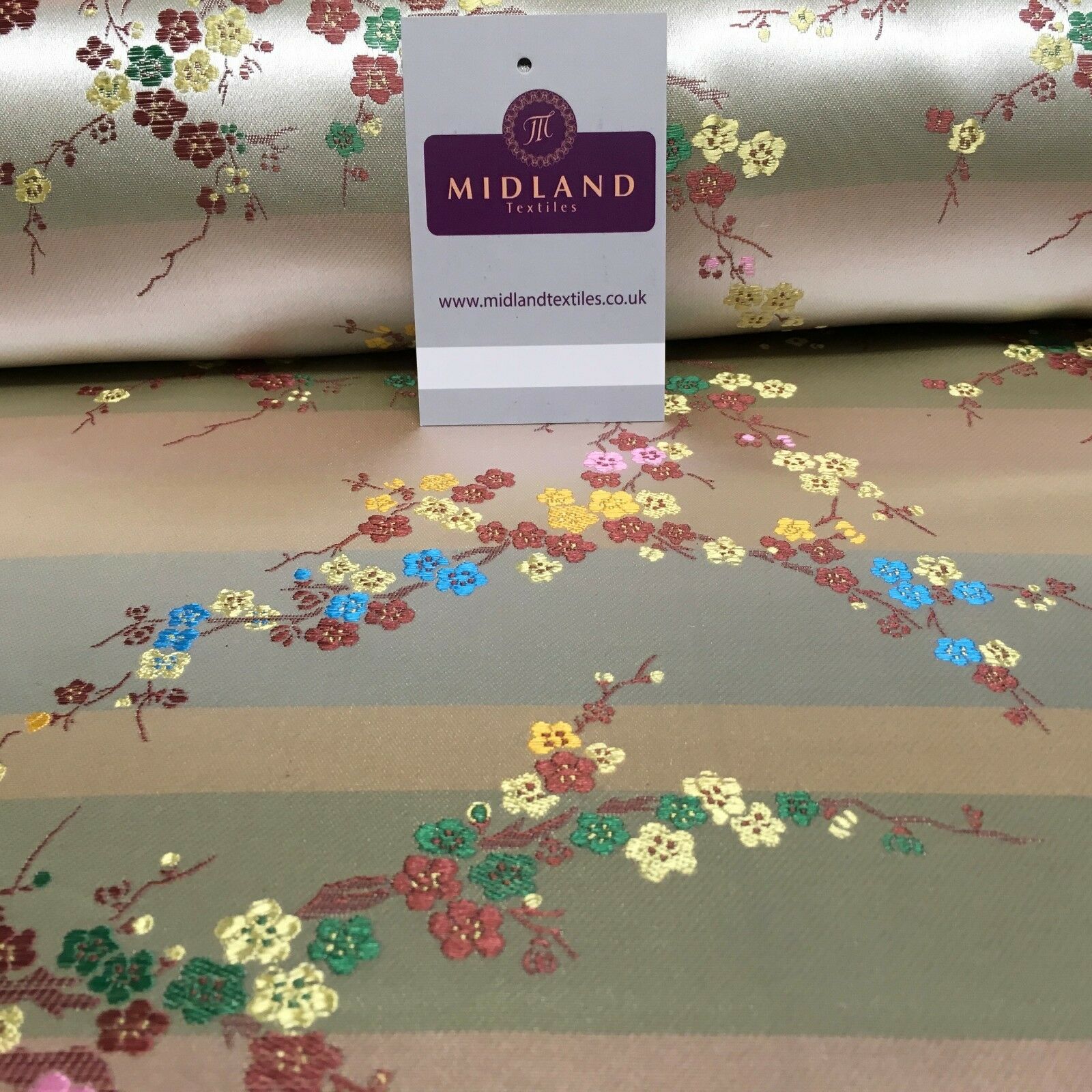 Chinese Blossom Satin Brocade Dress Fabric -  M240 Mtex