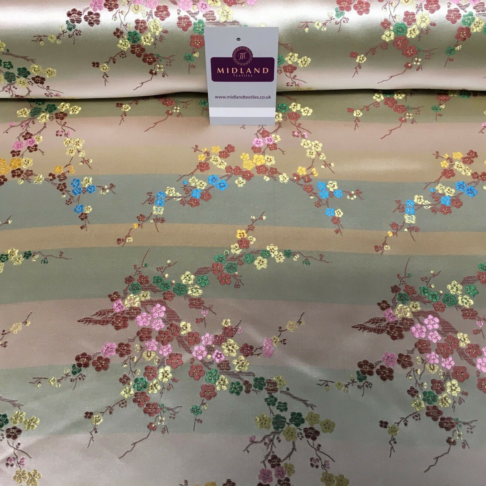 Chinese Blossom Satin Brocade Dress Fabric -  M240 Mtex