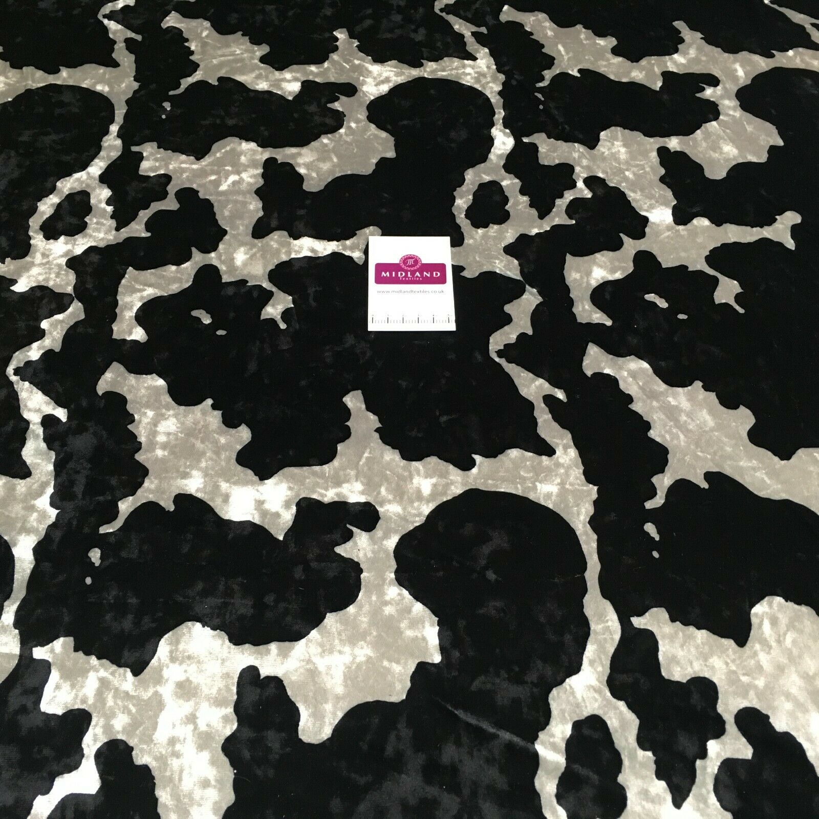 Black Silver Ice Velvet Stretch Animal Print dress Fabric M1527