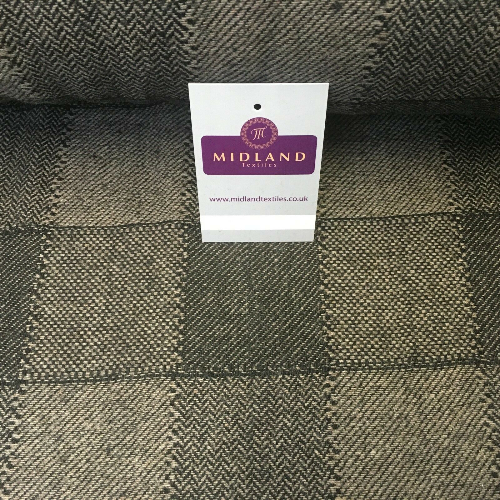 Brown & Black Check wool blend Melton Coating Poly Boucle Fabric 147 cm MK1194-5
