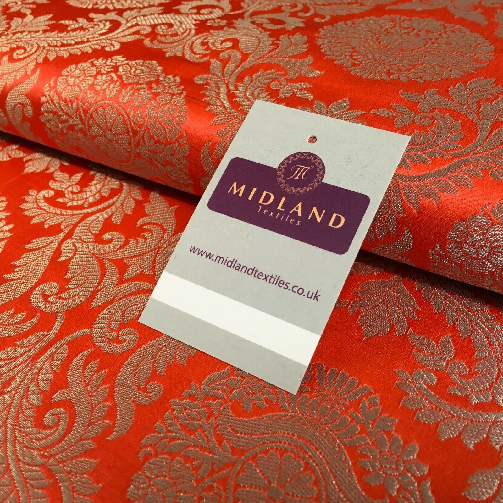 Silver Metallic Ornamental Indian Faux Silk Banarsi brocade Fabric 110cm MP1126