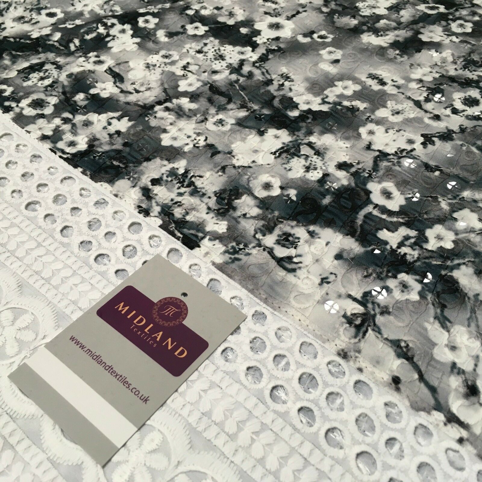 Digital Printed Cotton Border with Sequin Fabric 55' Wide MQ995 Mtex