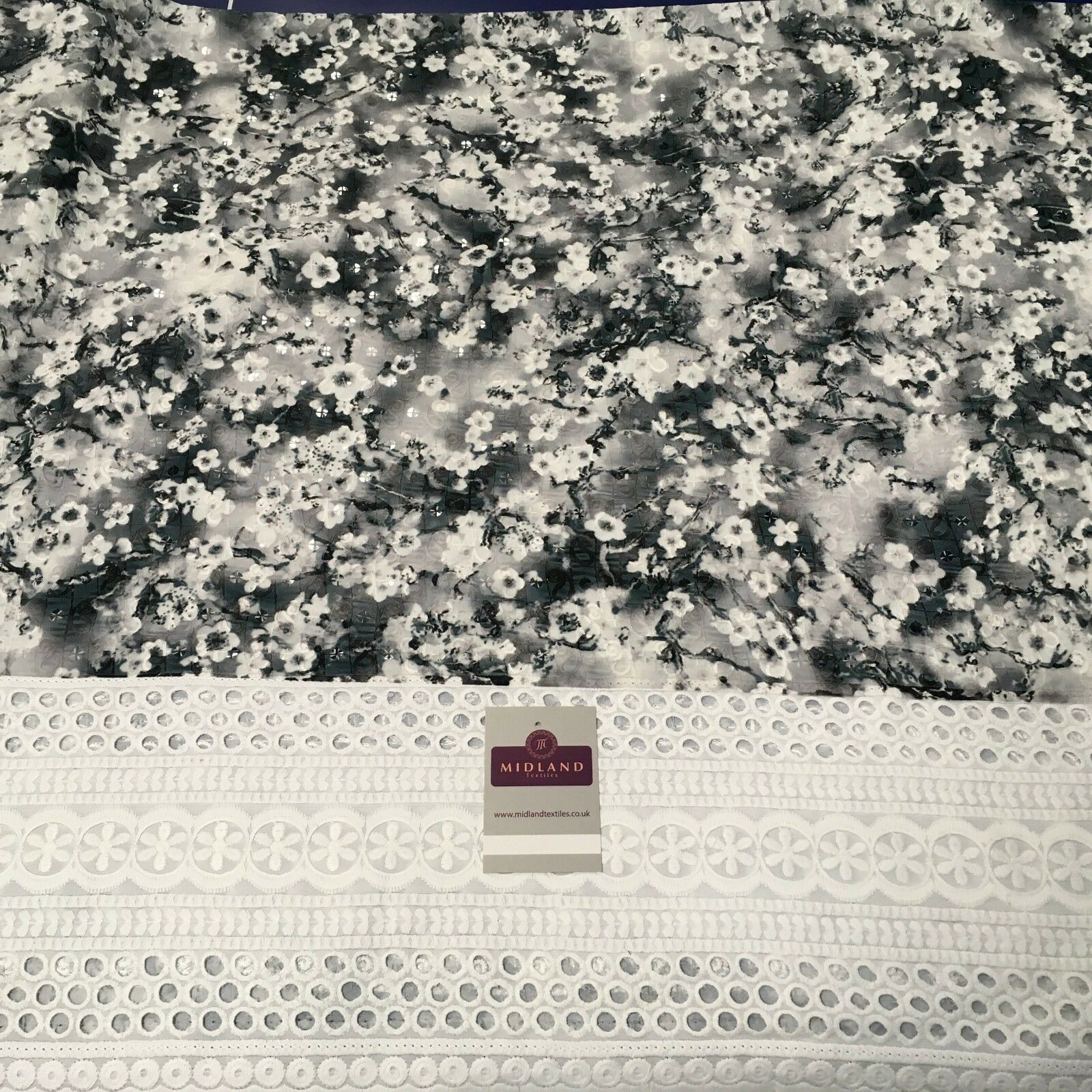 Digital Printed Cotton Border with Sequin Fabric 55' Wide MQ995 Mtex