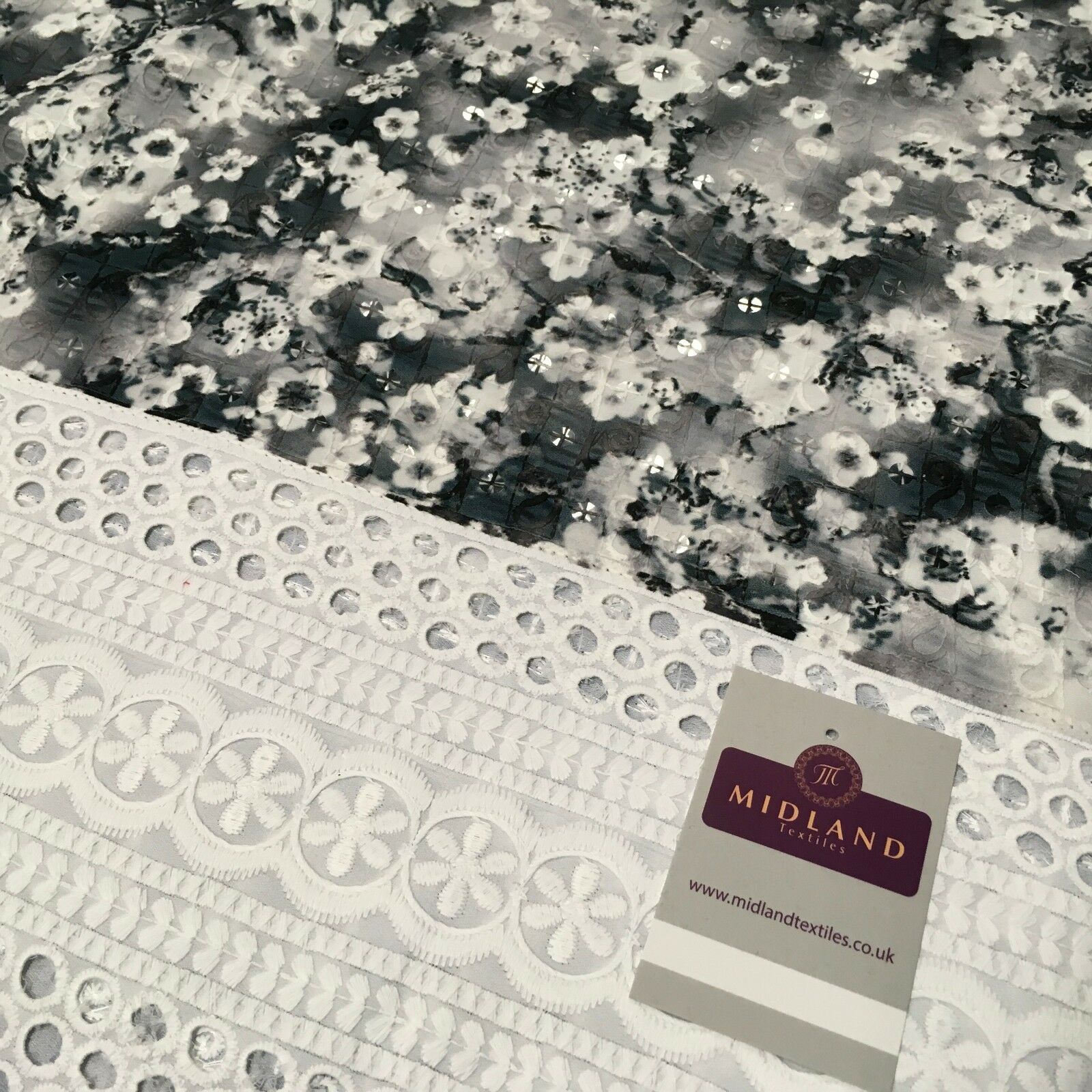 Digital Printed Cotton Border with Sequin Fabric 55' Wide MQ995 Mtex