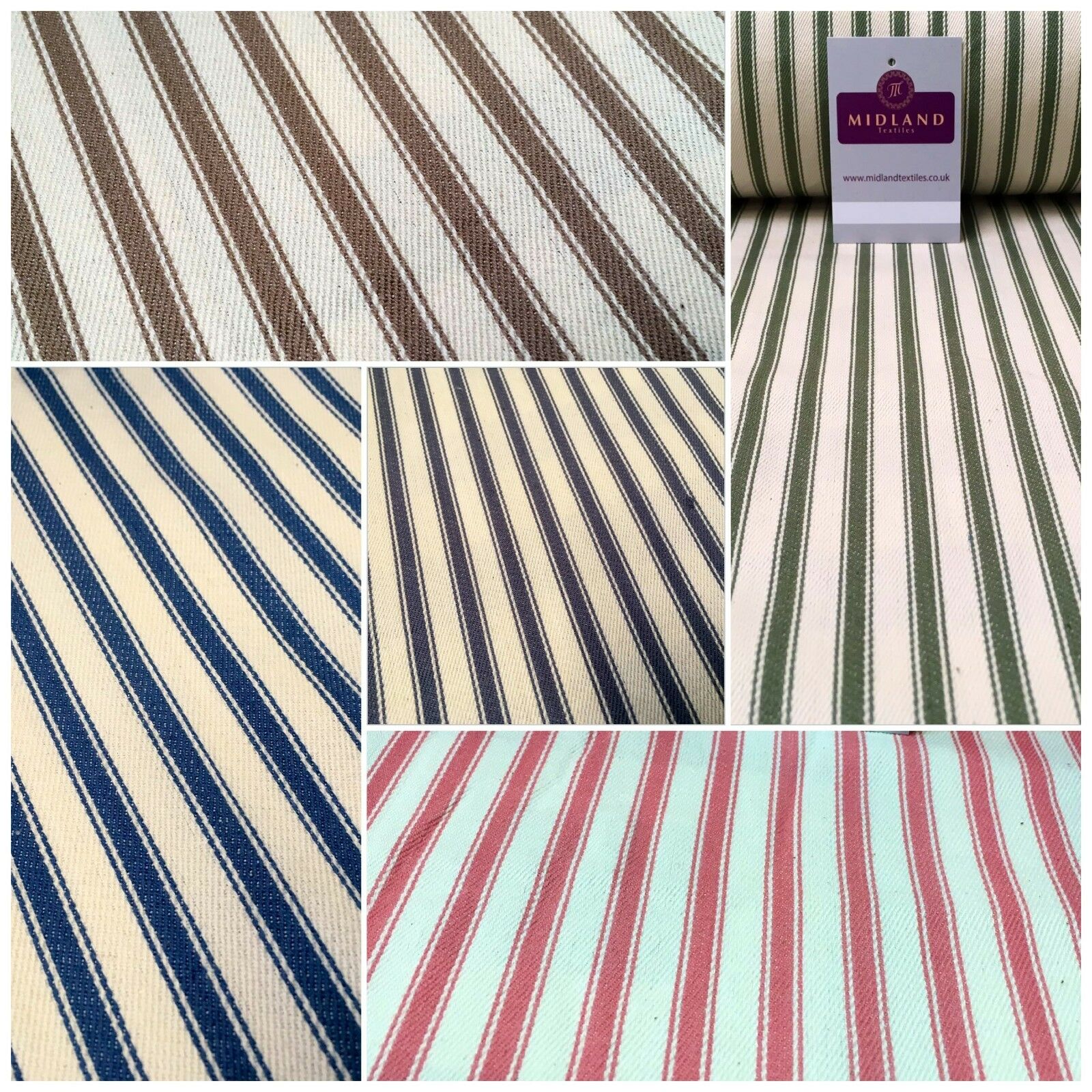 100% Cotton Canvas Power Loom 8mm Ticking Stripe fabric 54" Wide M1040 Mtex - a durable, versatile, and stylish fabric that's perfect for a variety of home décor projects.