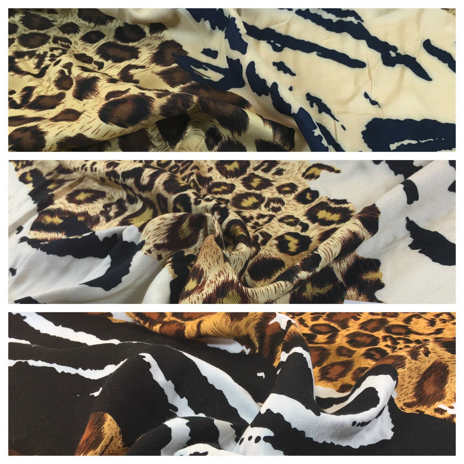 Diagonal mixed Animal theme Printed twill viscose dress fabric 58' wide M658