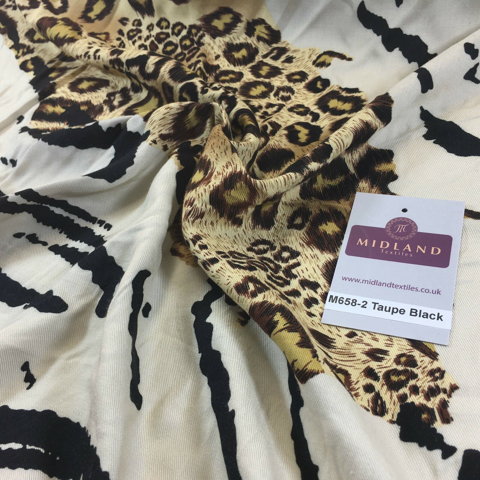 Diagonal mixed Animal theme Printed twill viscose dress fabric 58' wide M658