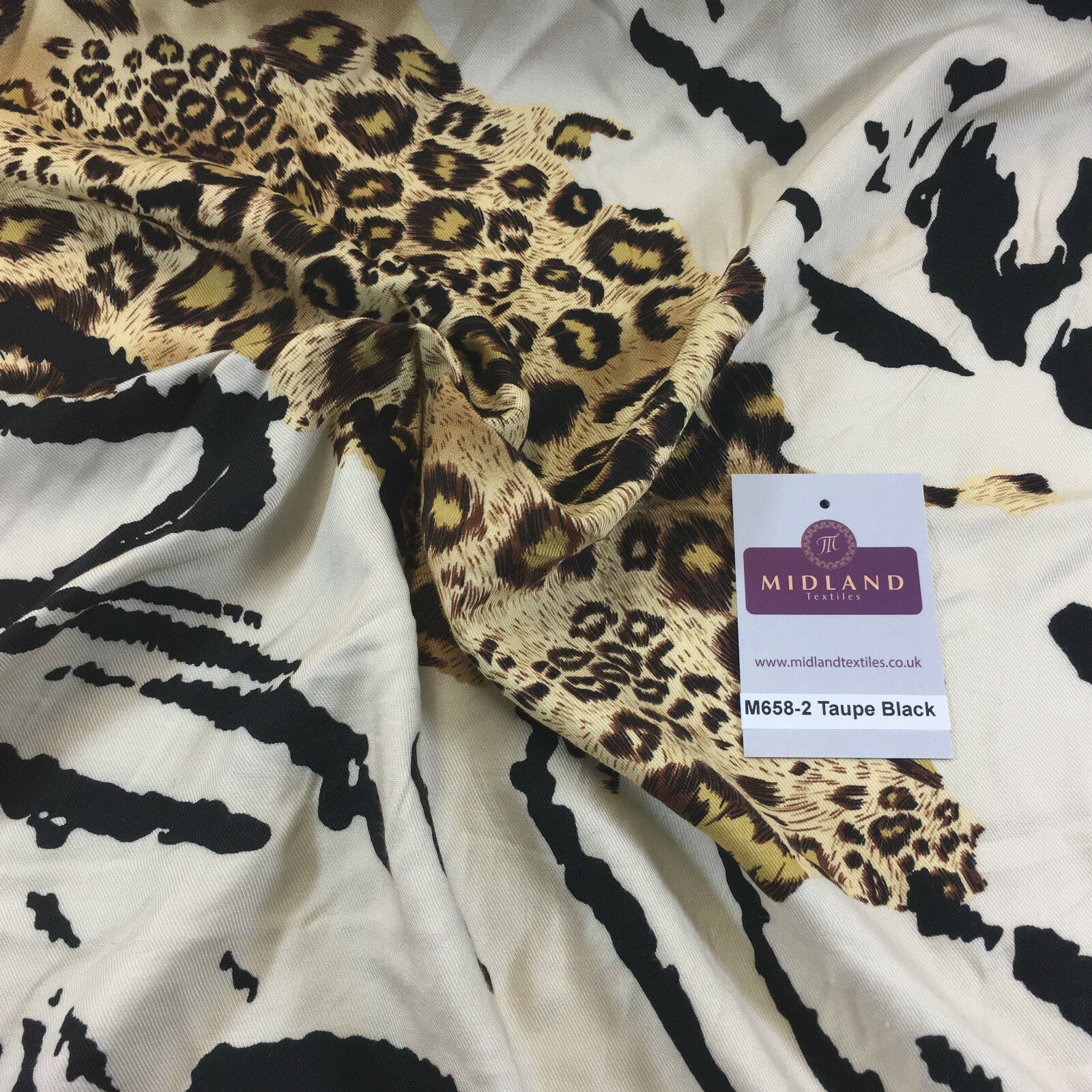 Diagonal mixed Animal theme Printed twill viscose dress fabric 58' wide M658