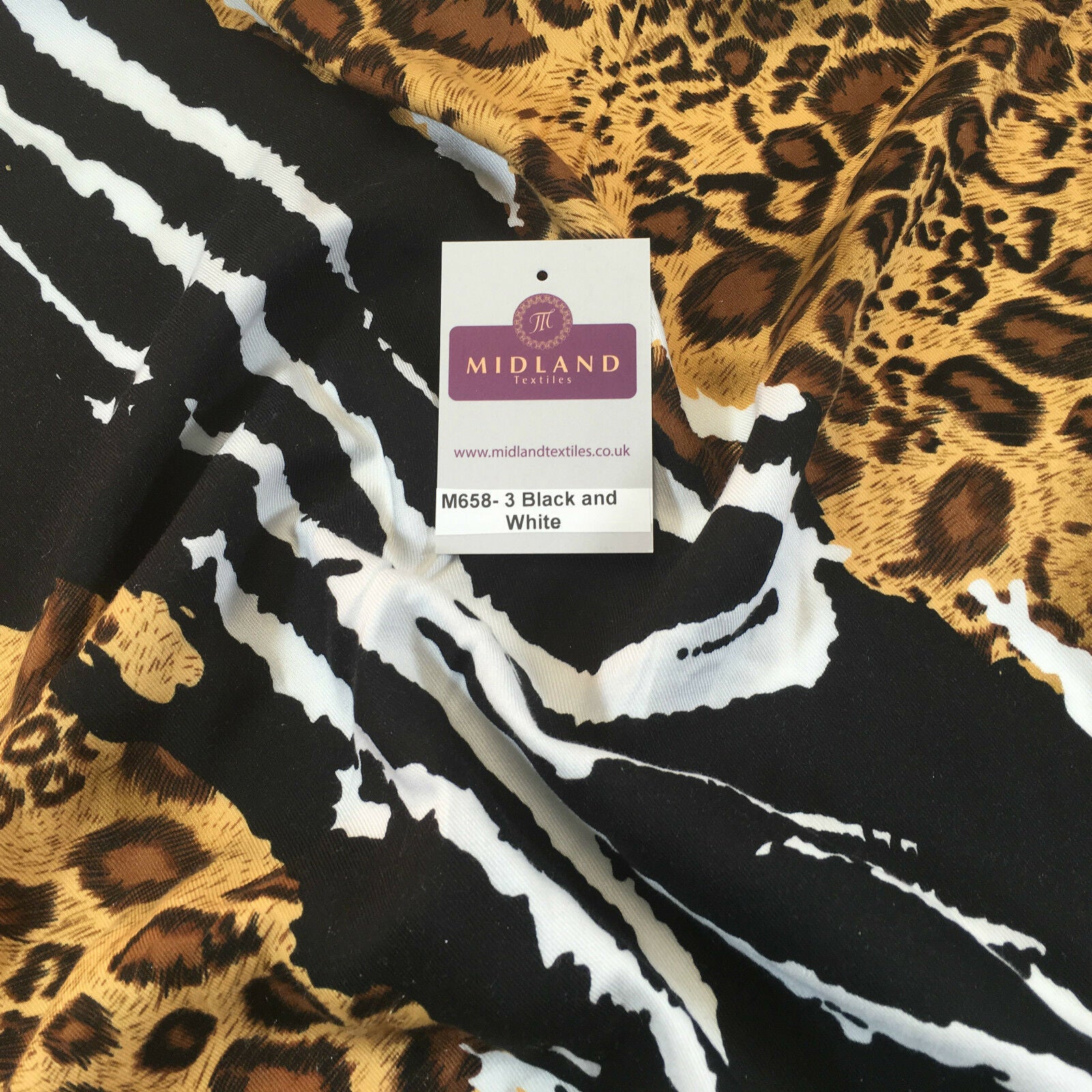 Diagonal mixed Animal theme Printed twill viscose dress fabric 58' wide M658