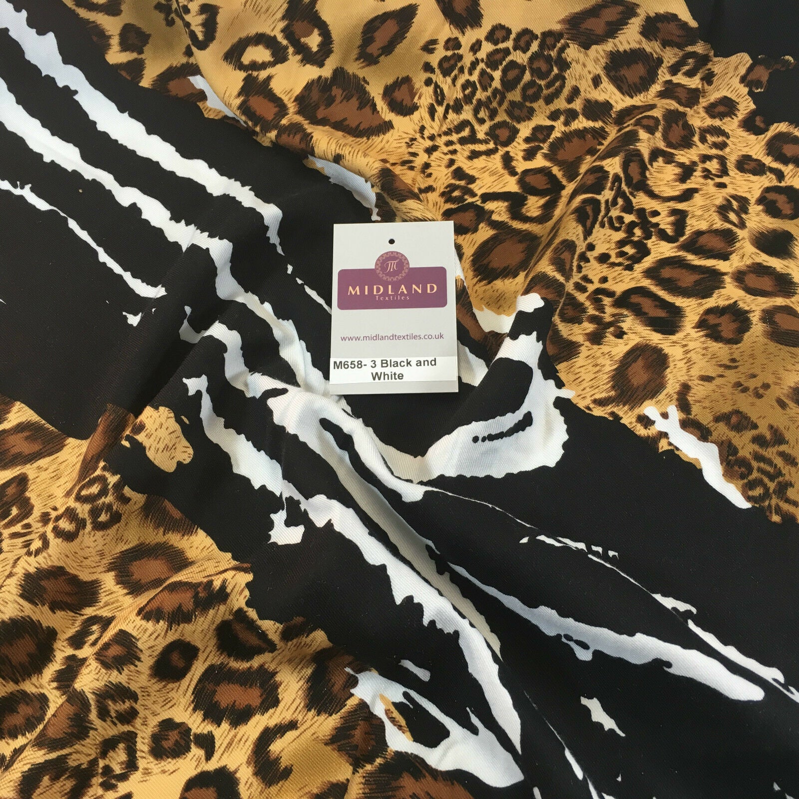 Diagonal mixed Animal theme Printed twill viscose dress fabric 58' wide M658