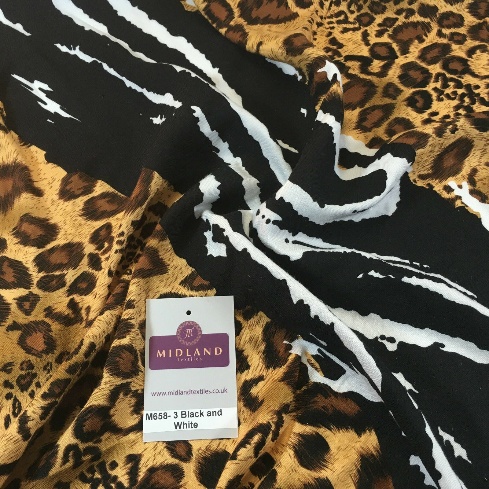 Diagonal mixed Animal theme Printed twill viscose dress fabric 58" wide M658
