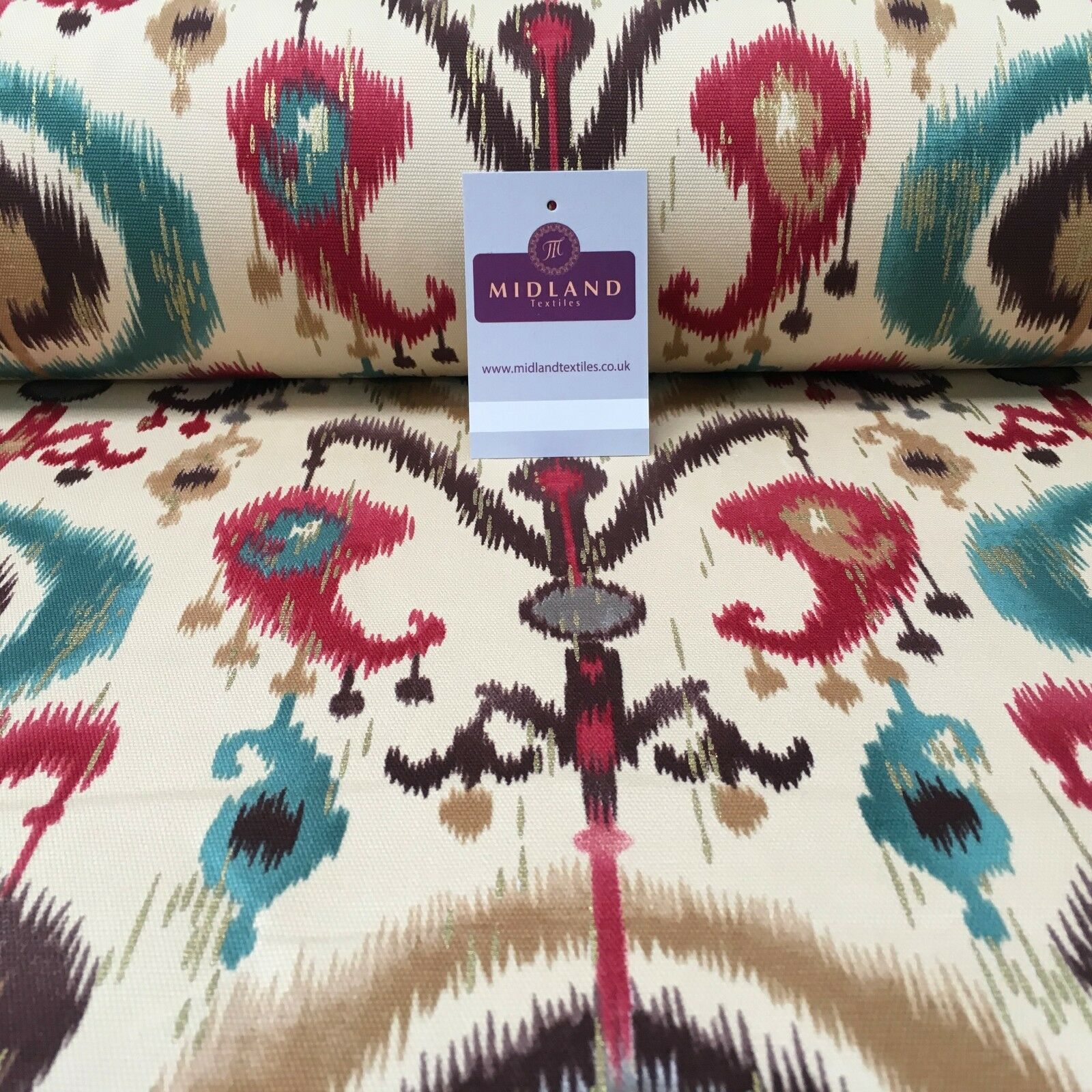 100% Cotton Canvas Beige Paisley Batik Printed Craft Fabric 58' Wide MK856-4