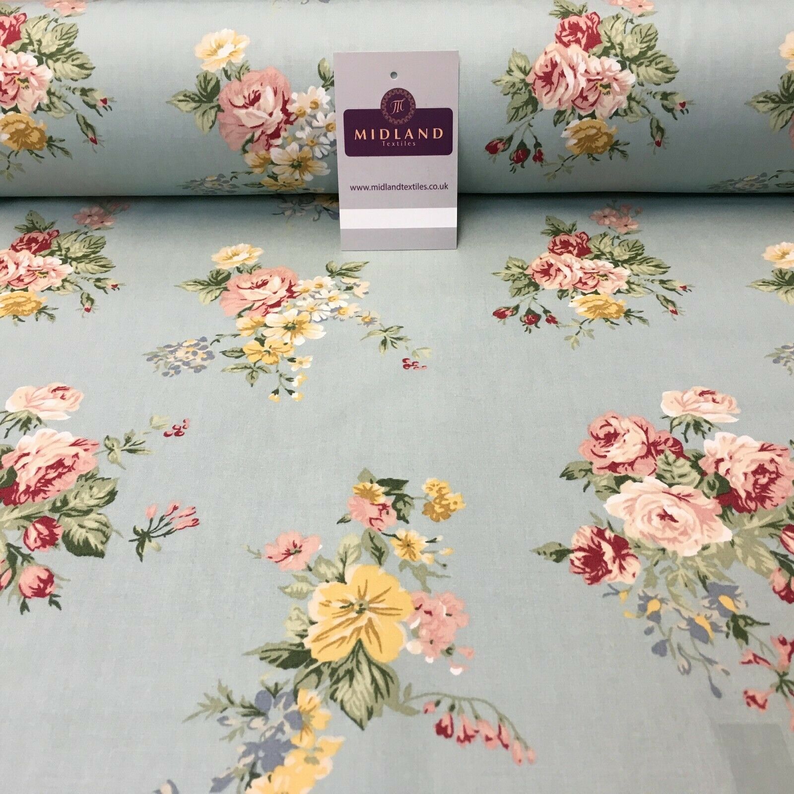 Floral Vintage Rose Shabby Chic Cotton Poplin Printed Fabric 110cm Wide MK1083