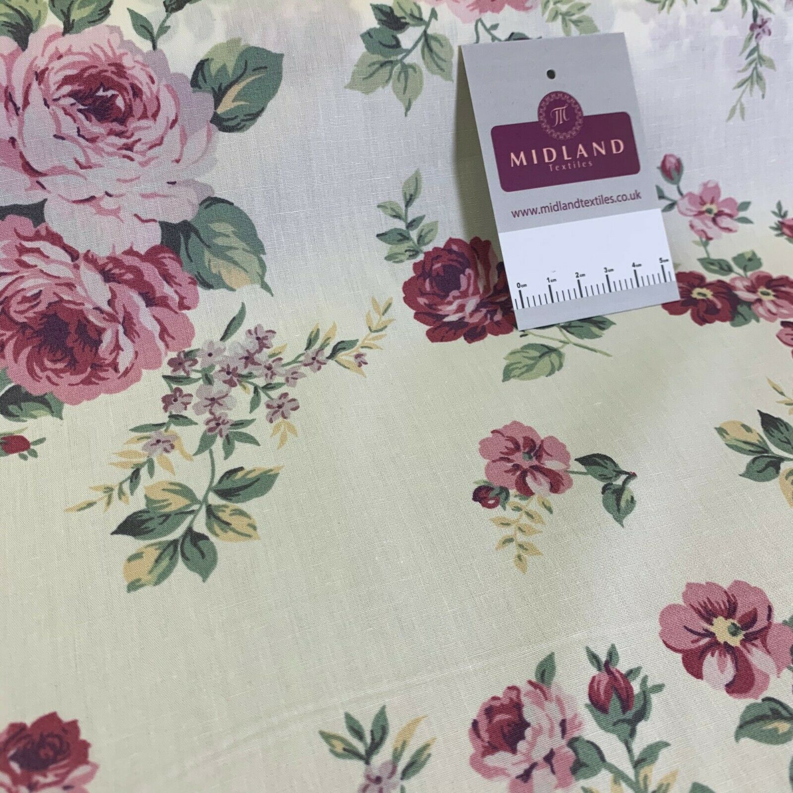 Floral Vintage Rose Shabby Chic Cotton Poplin Printed Fabric 110cm Wide MK1083