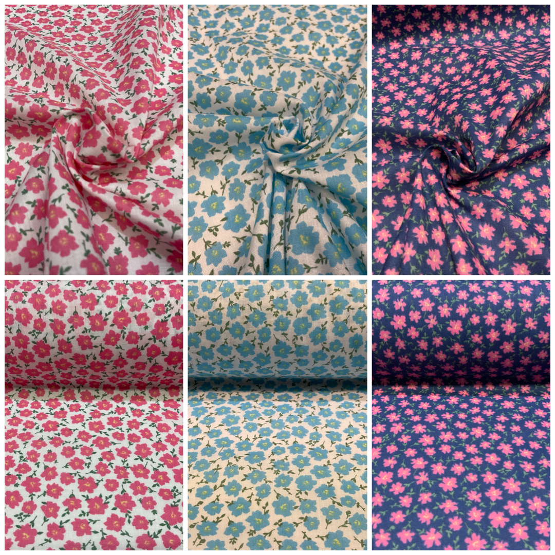 Spring Summer Small Floral Poly cotton printed lightweight fabric M1618