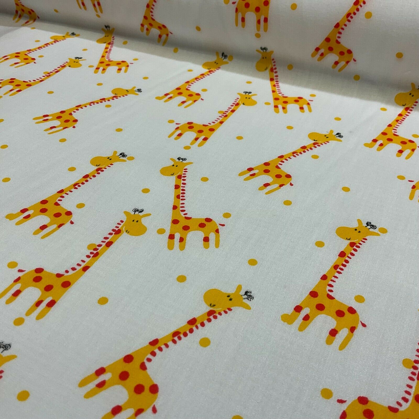 White Giraffe Novelty children's Poly cotton printed lightweight fabric M1619