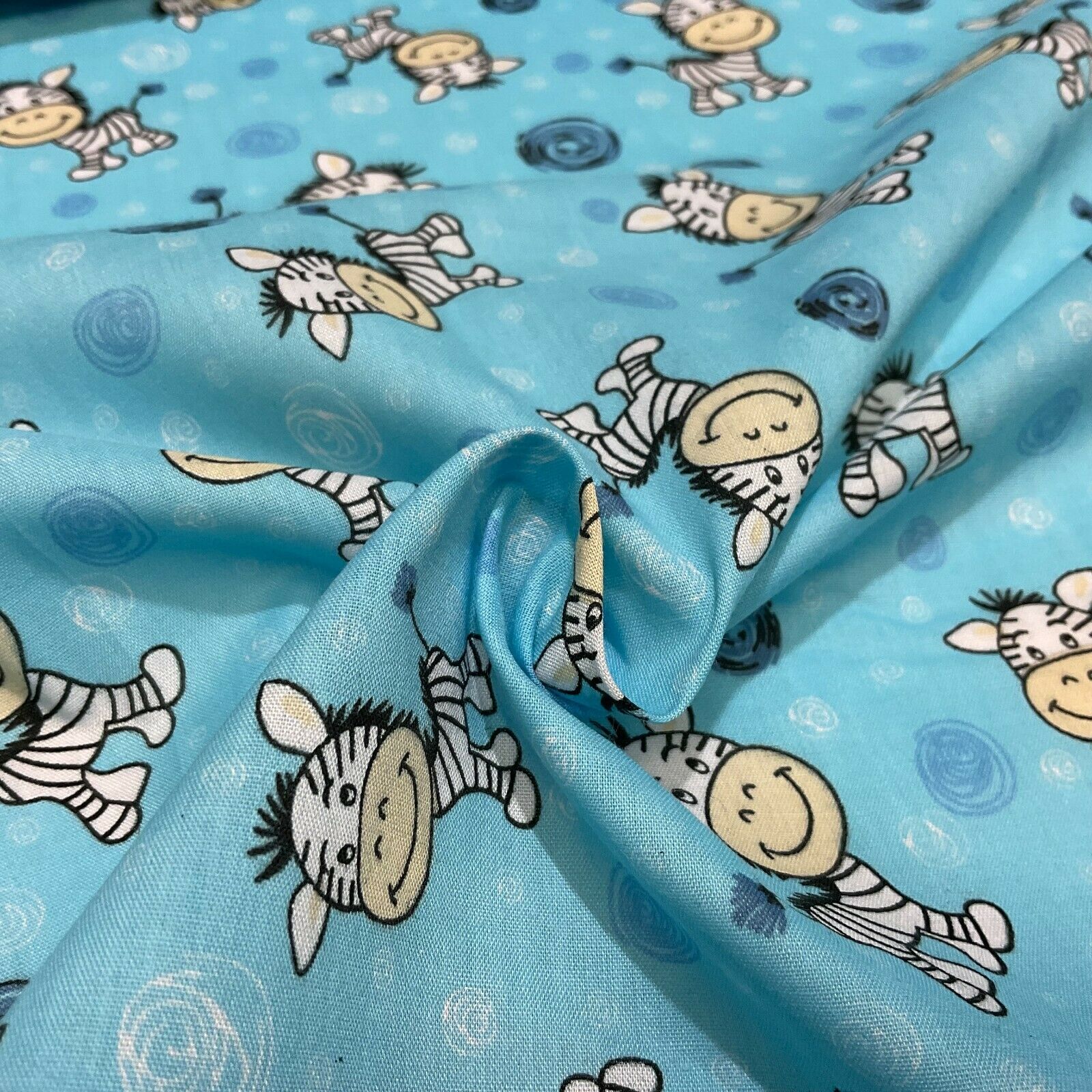 Zebra Animal Novelty children's Poly cotton printed lightweight fabric M1620