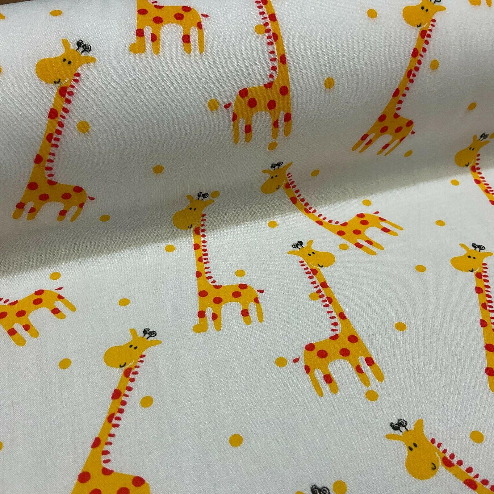 White Giraffe Novelty children's Poly cotton printed lightweight fabric M1619