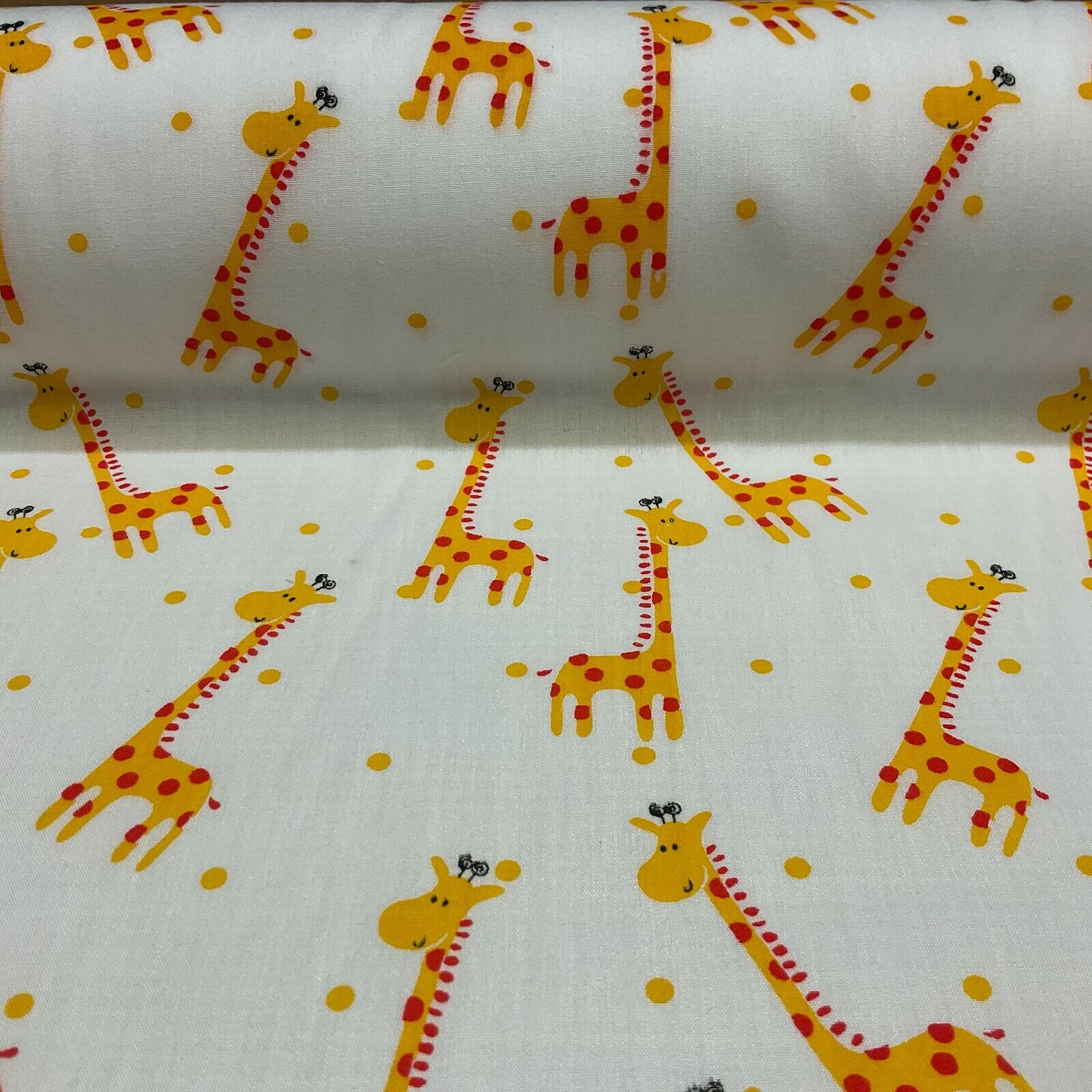 White Giraffe Novelty children's Poly cotton printed lightweight fabric M1619