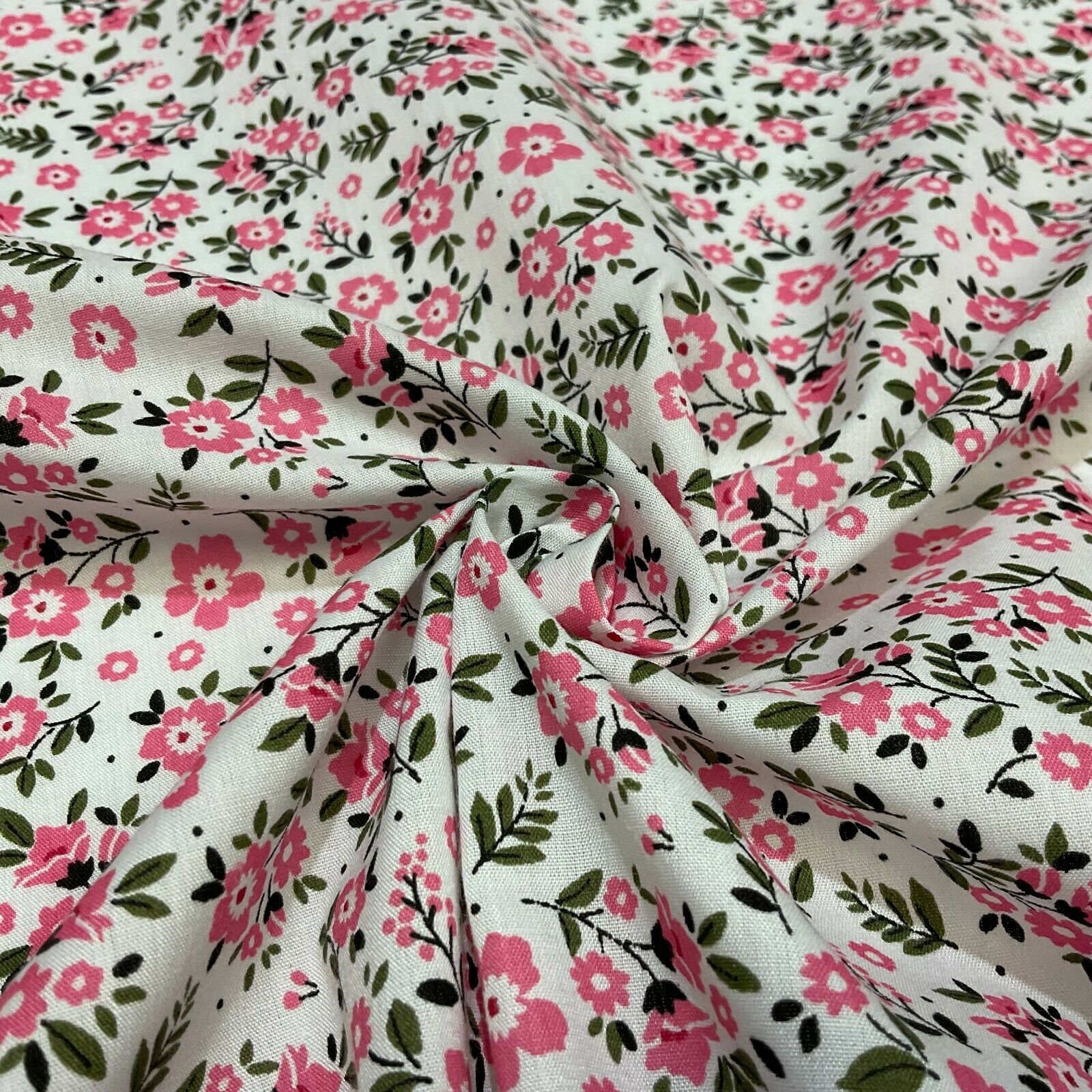 Small Floral Poly cotton printed lightweight fabric M1616
