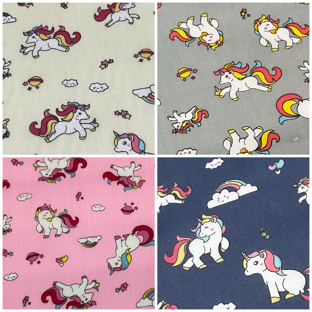 Unicorn Mystical Magical Novelty Poly cotton printed lightweight fabric M1634