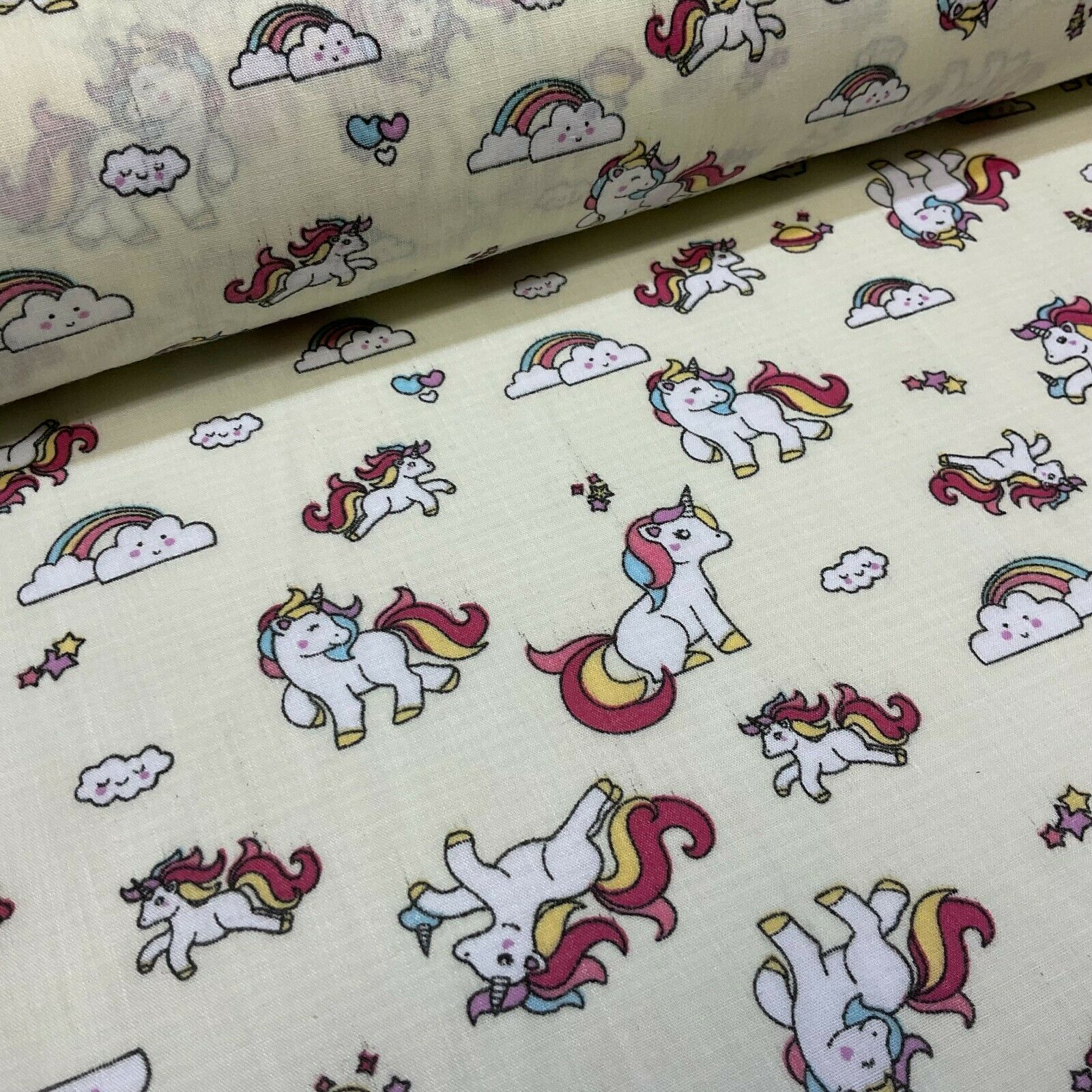 Unicorn Mystical Magical Novelty Poly cotton printed lightweight fabric M1634