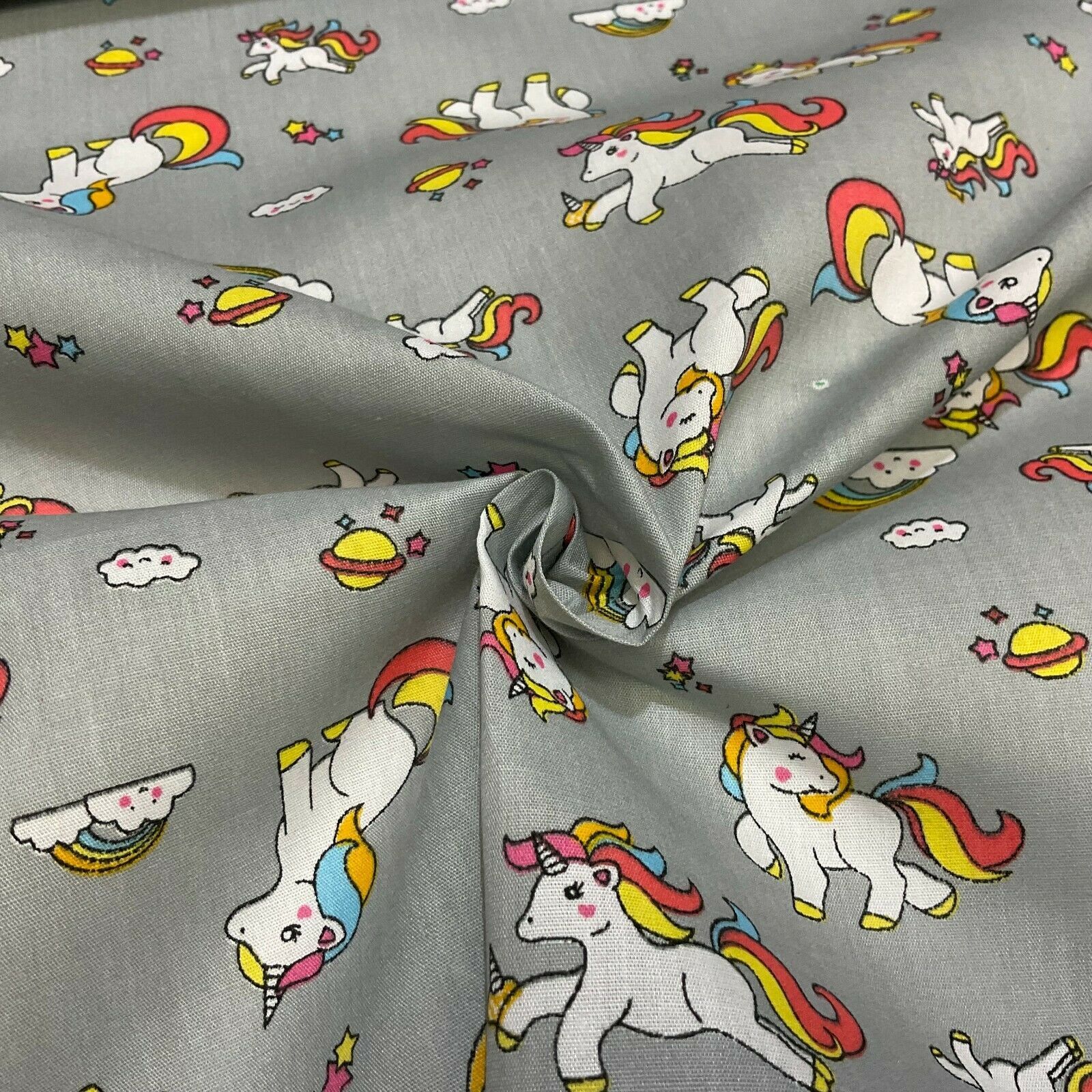 Unicorn Mystical Magical Novelty Poly cotton printed lightweight fabric M1634
