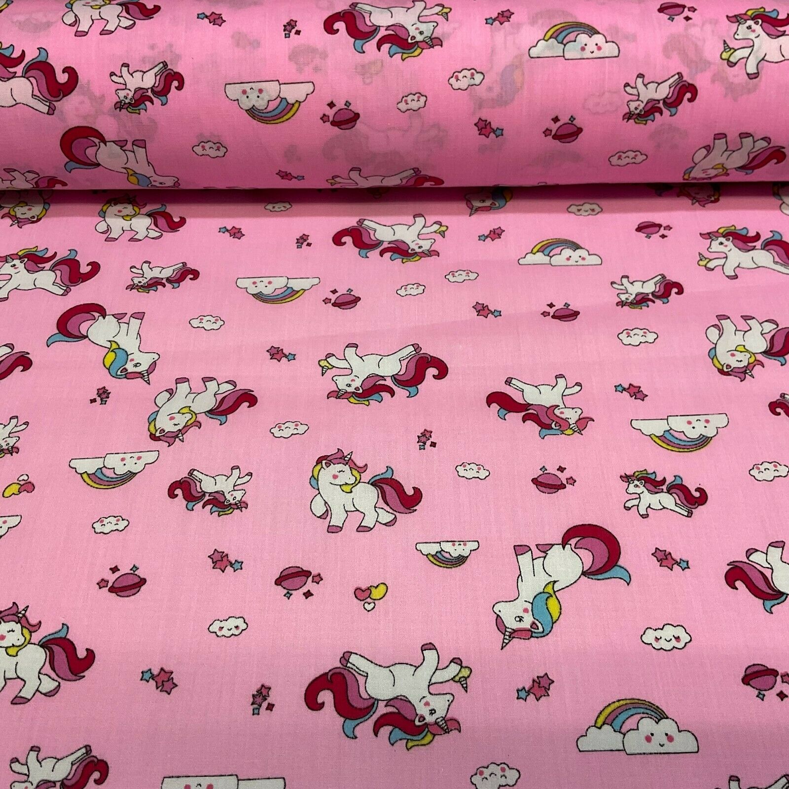 Unicorn Mystical Magical Novelty Poly cotton printed lightweight fabric M1634