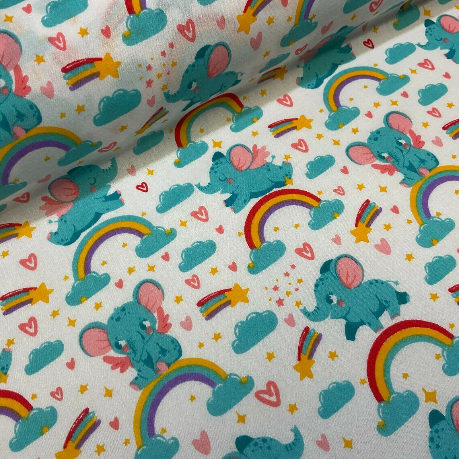 White Elephant Children Poly cotton printed lightweight fabric M1630
