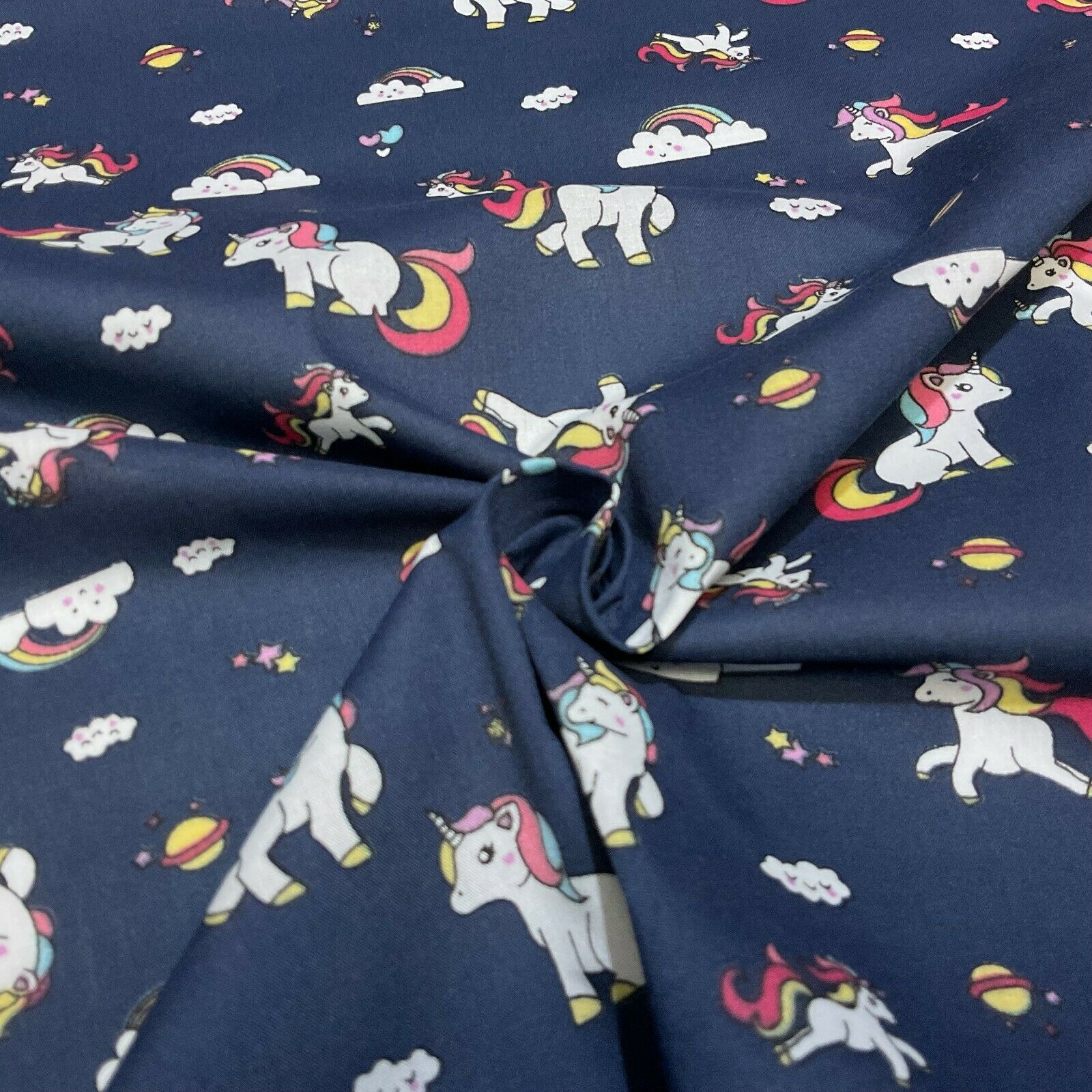 Unicorn Mystical Magical Novelty Poly cotton printed lightweight fabric M1634