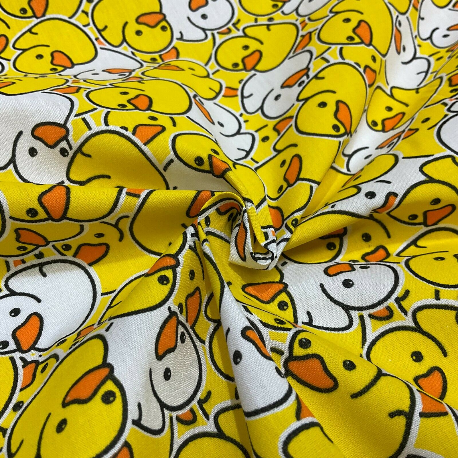 Yellow Ducks Novelty Children's Poly cotton printed lightweight fabric M1625