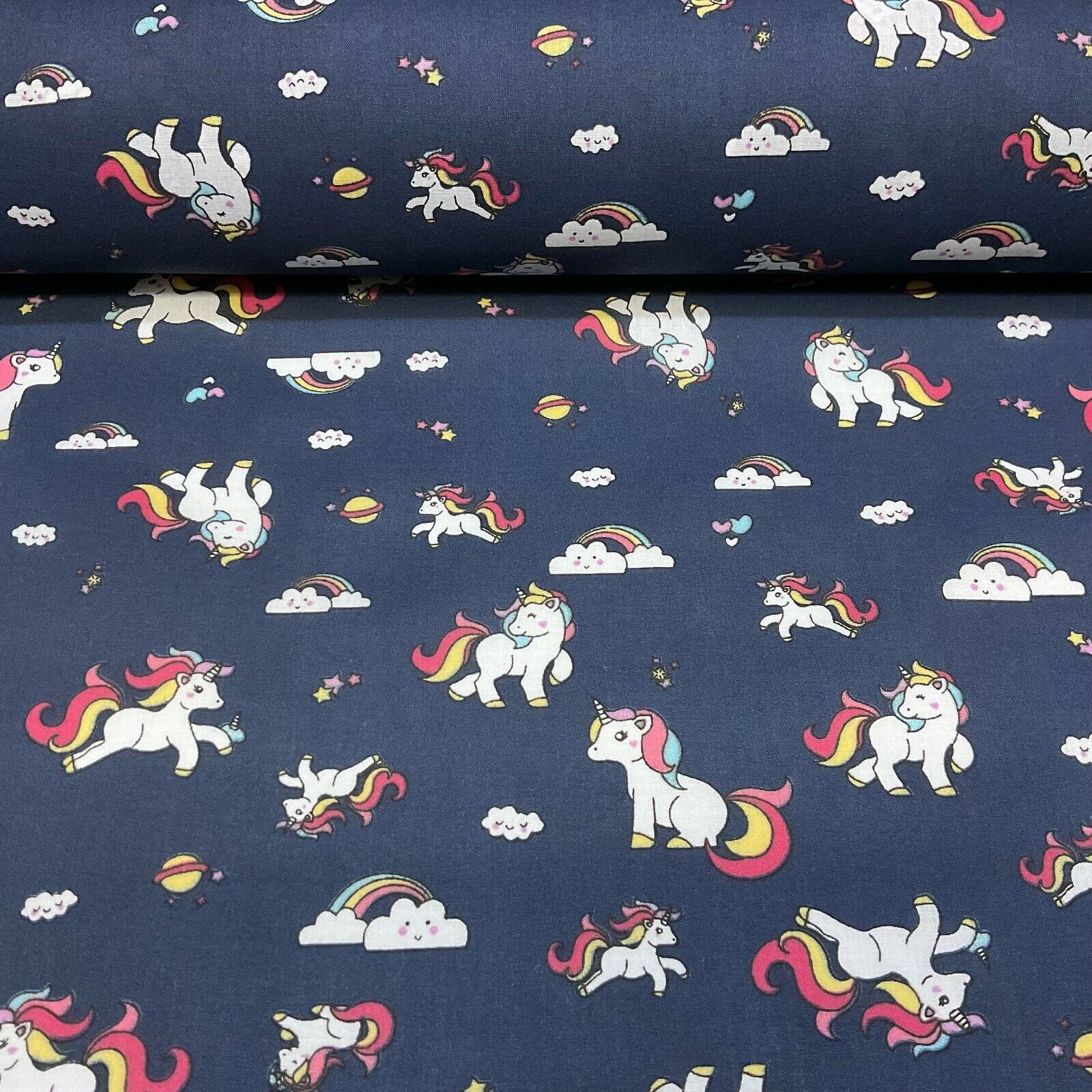 Unicorn Mystical Magical Novelty Poly cotton printed lightweight fabric M1634