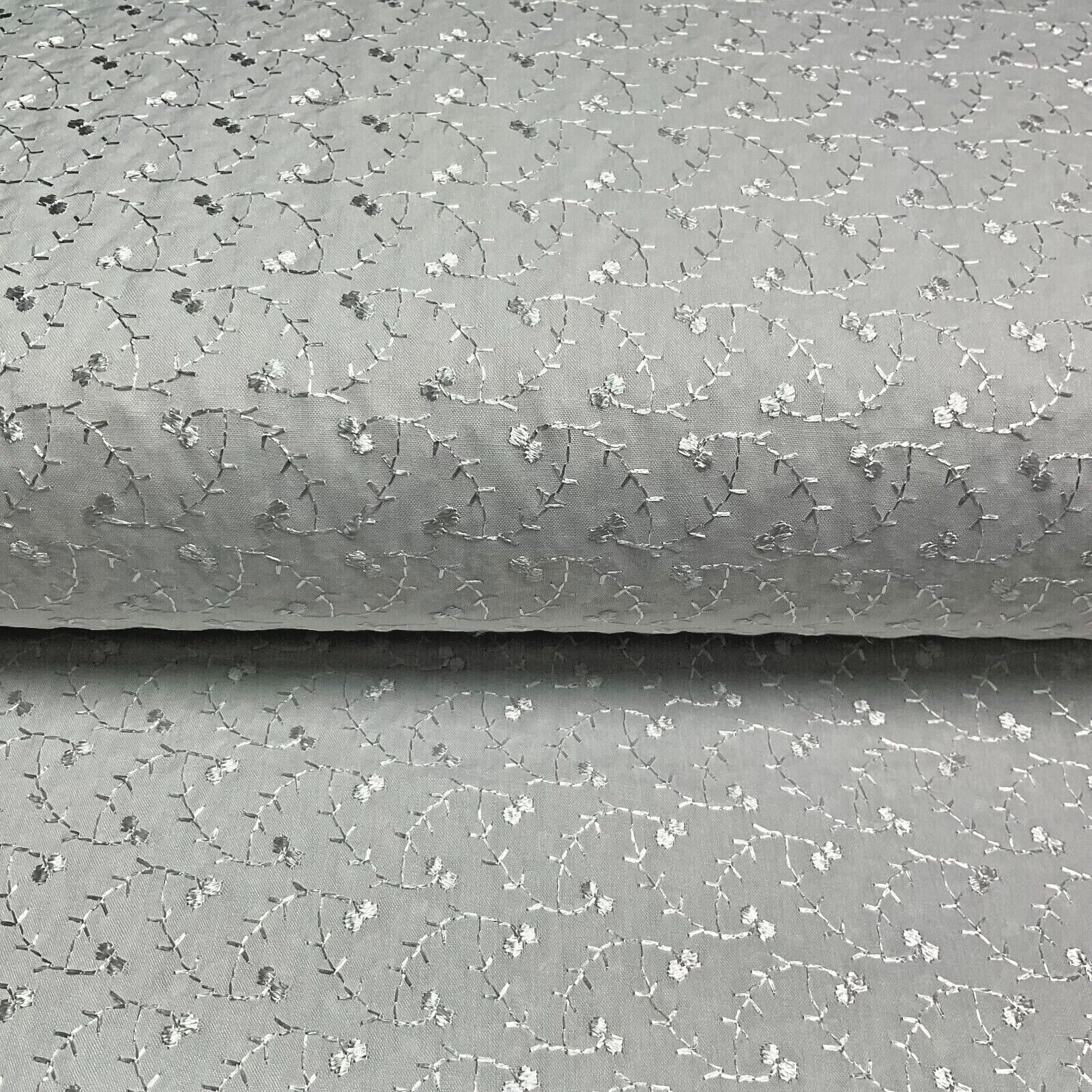 White Floral broderie analgise summer light dress fabric sewing M1660