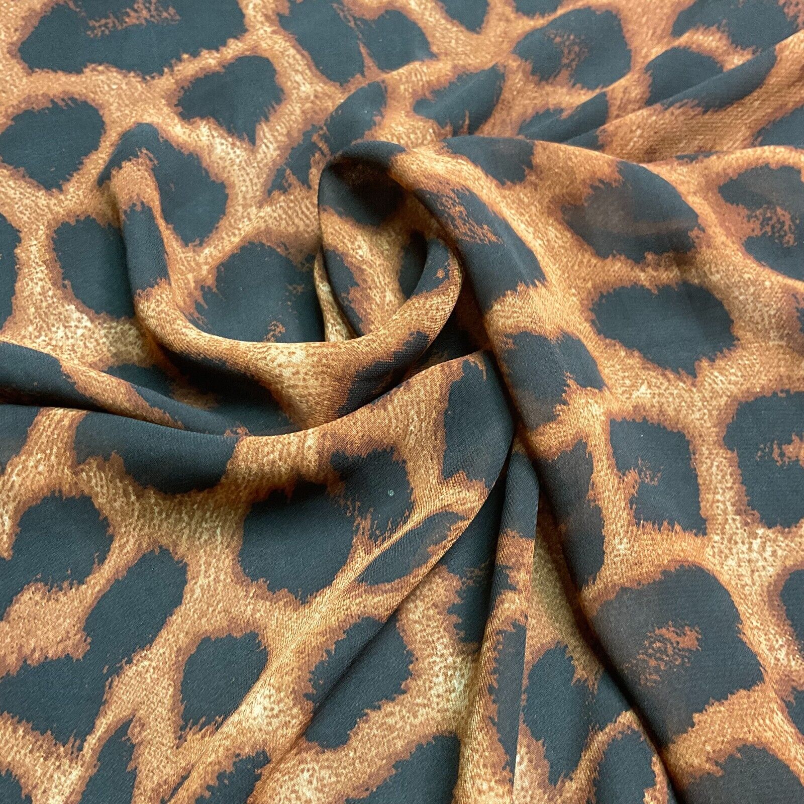 Animal Print printed chiffon leopard brown sewing scarf  fabric M1613