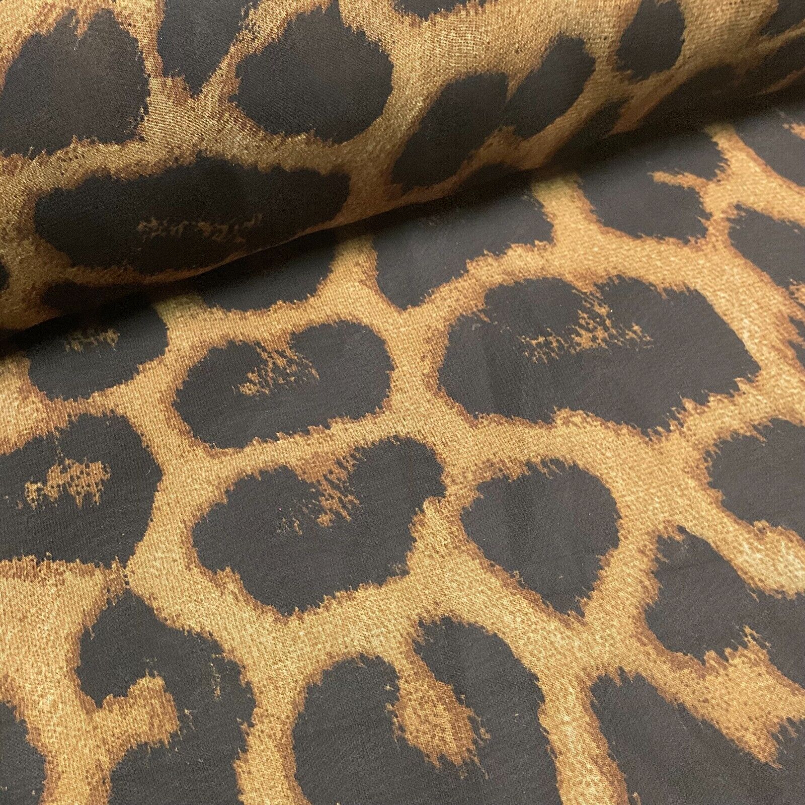 Animal Print printed chiffon leopard brown sewing scarf  fabric M1613