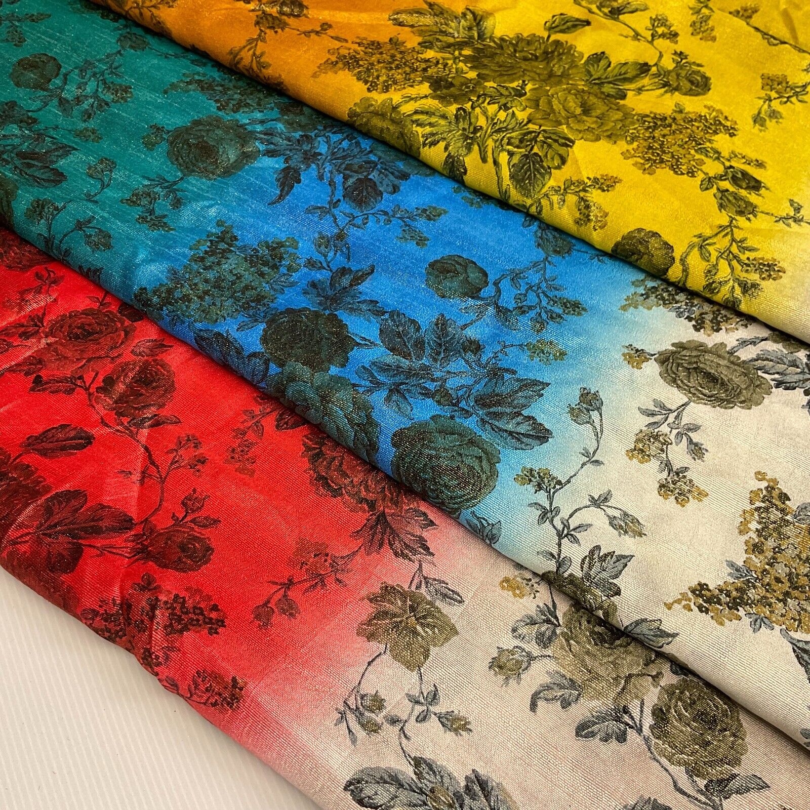 Ombre floral faux tussar silk dress brocade skirt sewing fabric M1665