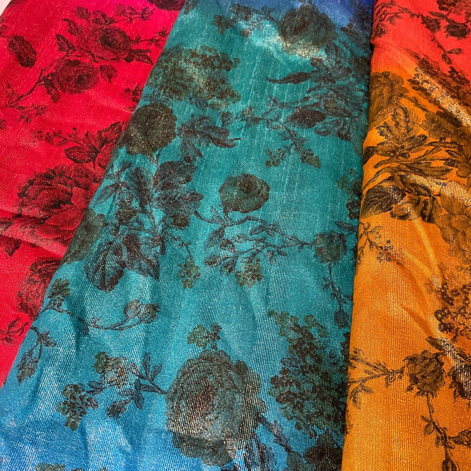 Ombre floral faux tussar silk dress brocade skirt sewing fabric M1665