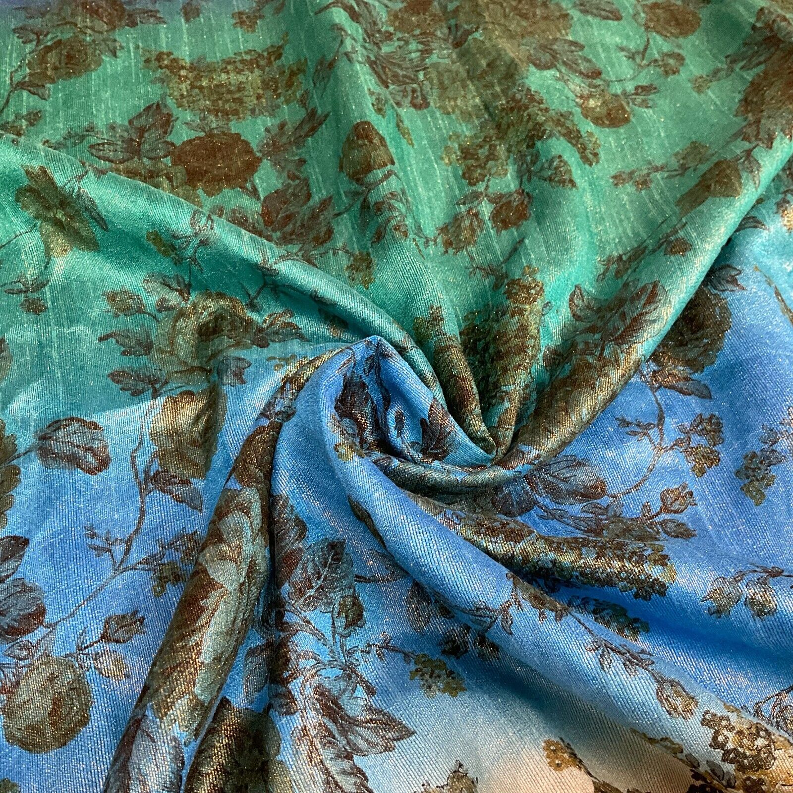 Ombre floral faux tussar silk dress brocade skirt sewing fabric M1665