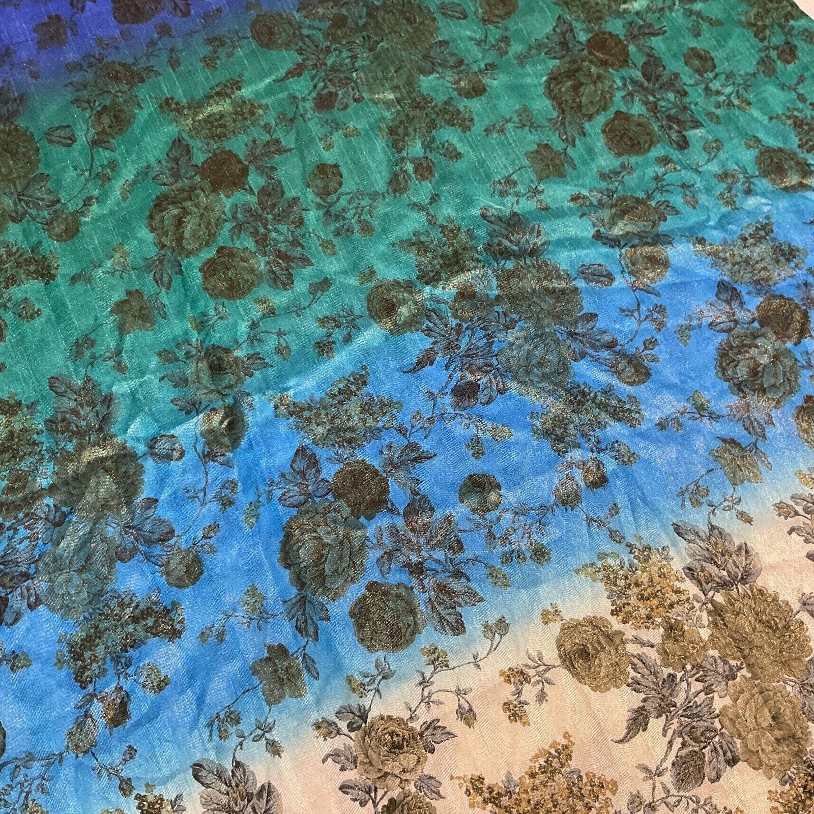 Ombre floral faux tussar silk dress brocade skirt sewing fabric M1665