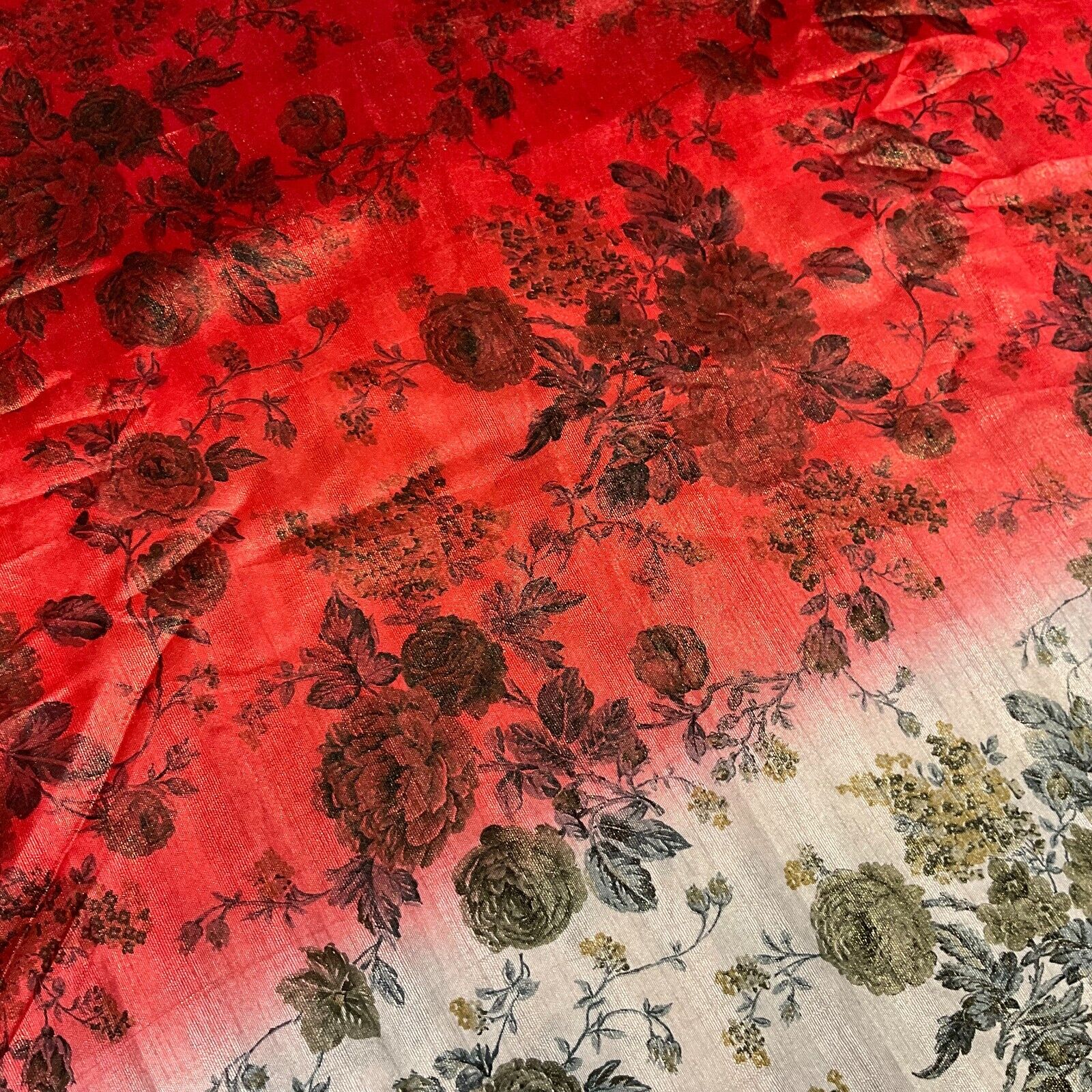 Ombre floral faux tussar silk dress brocade skirt sewing fabric M1665